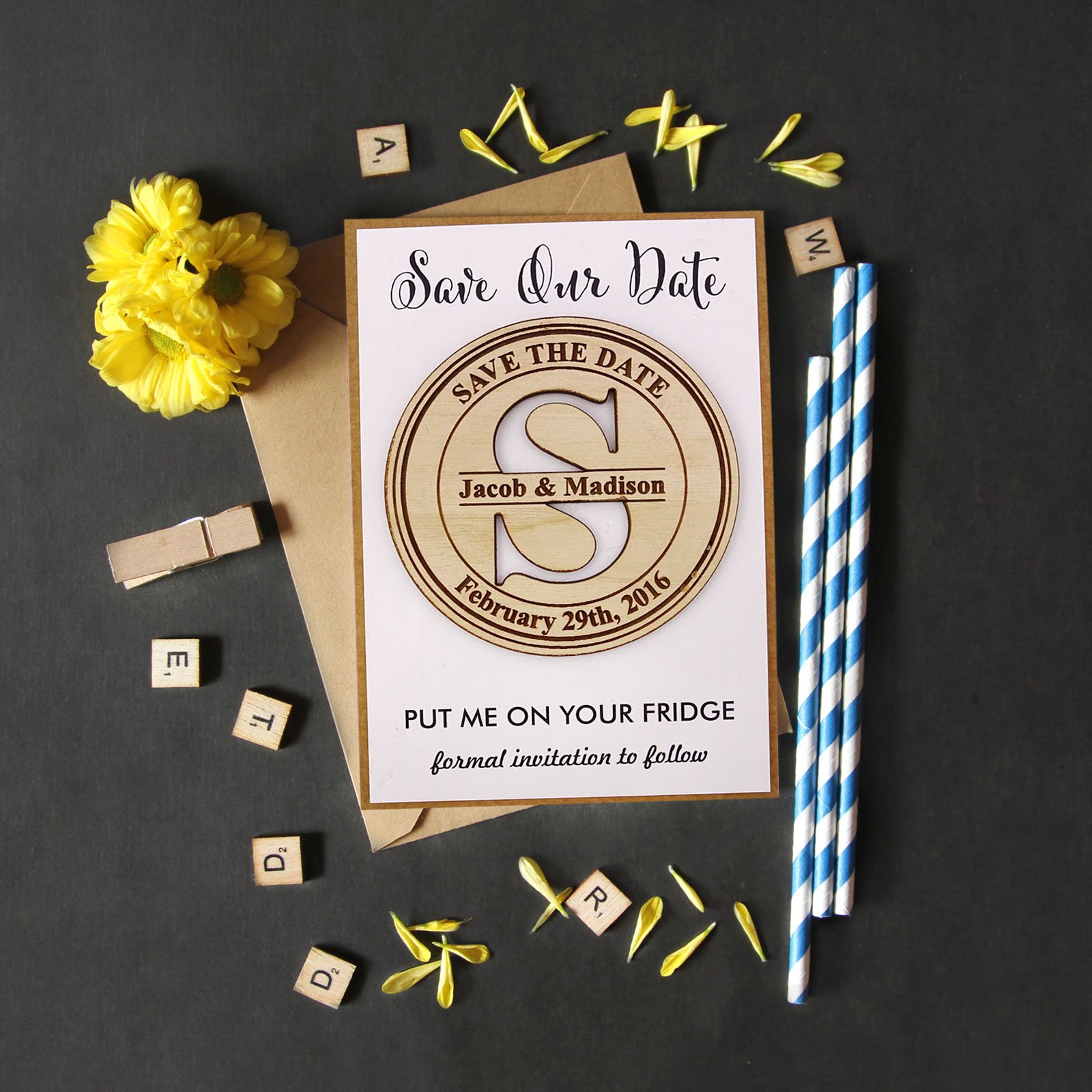 Personalized Rustic Wedding Save The Date Magnets - 45 Custom Wedding Favors with Envelopes - Perfect for Bridal Showers, Anniversary Gifts & Couple Keepsakes