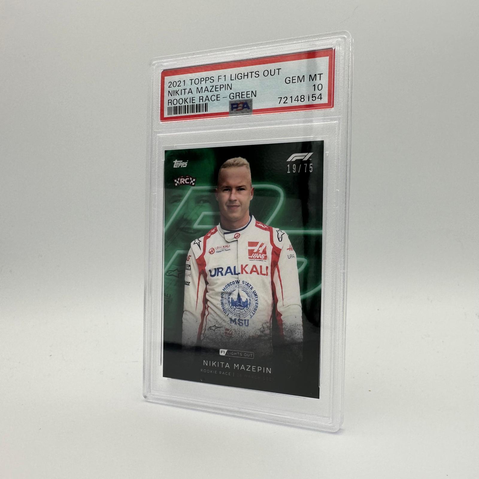 PSA 10 Graded 2019 Nikita Mazepin Rookie Race Green Parallel #19/75 - Perfect for Collectors, Racing Fans & Sports Memorabilia Enthusiasts