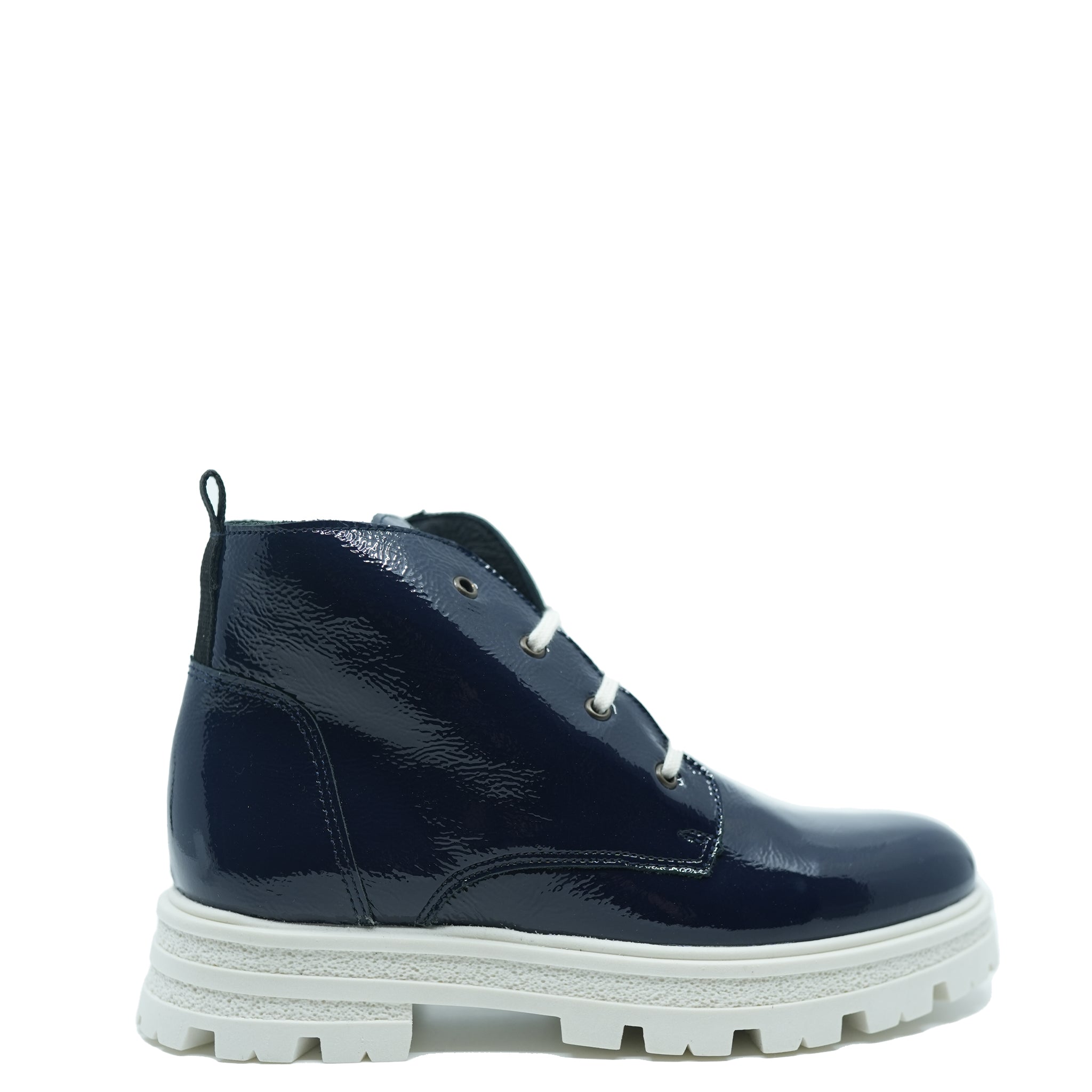 Blublonc Blue Patent Leather Chunky Heel Boots for Women - Stylish & Comfortable Winter Boots for Casual Outfits, Work & Outdoor Activities