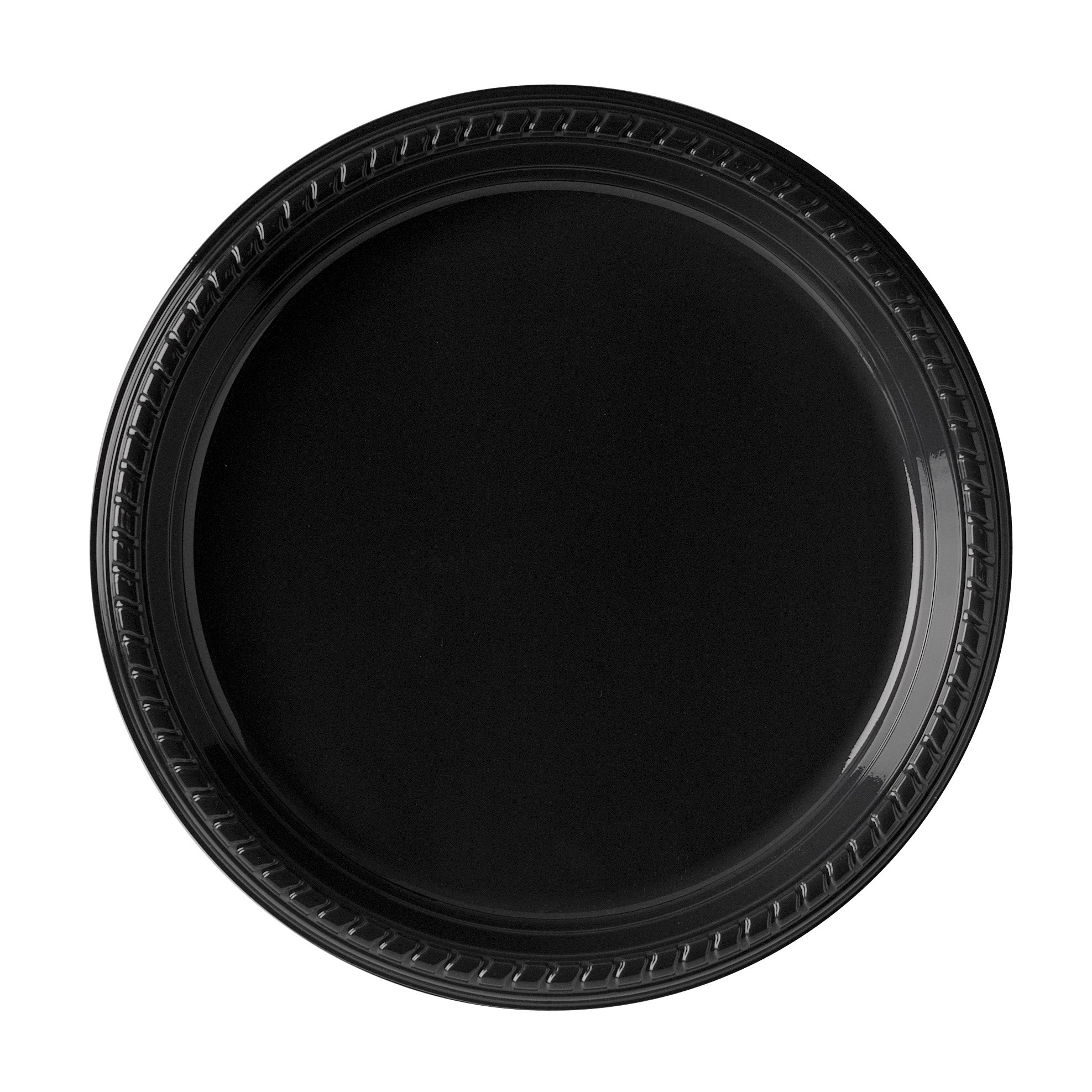 Solo PS15E-0099 10.25 Inch Black Plastic Plates - Bulk Pack of 500 Disposable Dinner Plates for Parties, Picnics, Catering & Events