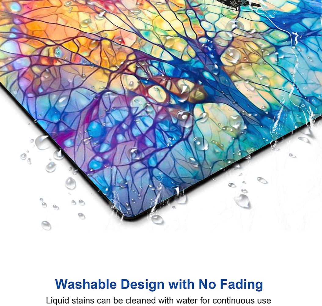 Tree of Life Mouse Pad - Non-Slip Rubber Base, Waterproof Square Mouse Mat for Office & Home Laptop Use - Cute Rainbow Design for Gaming, Work & Study (Hokafenle Brand)