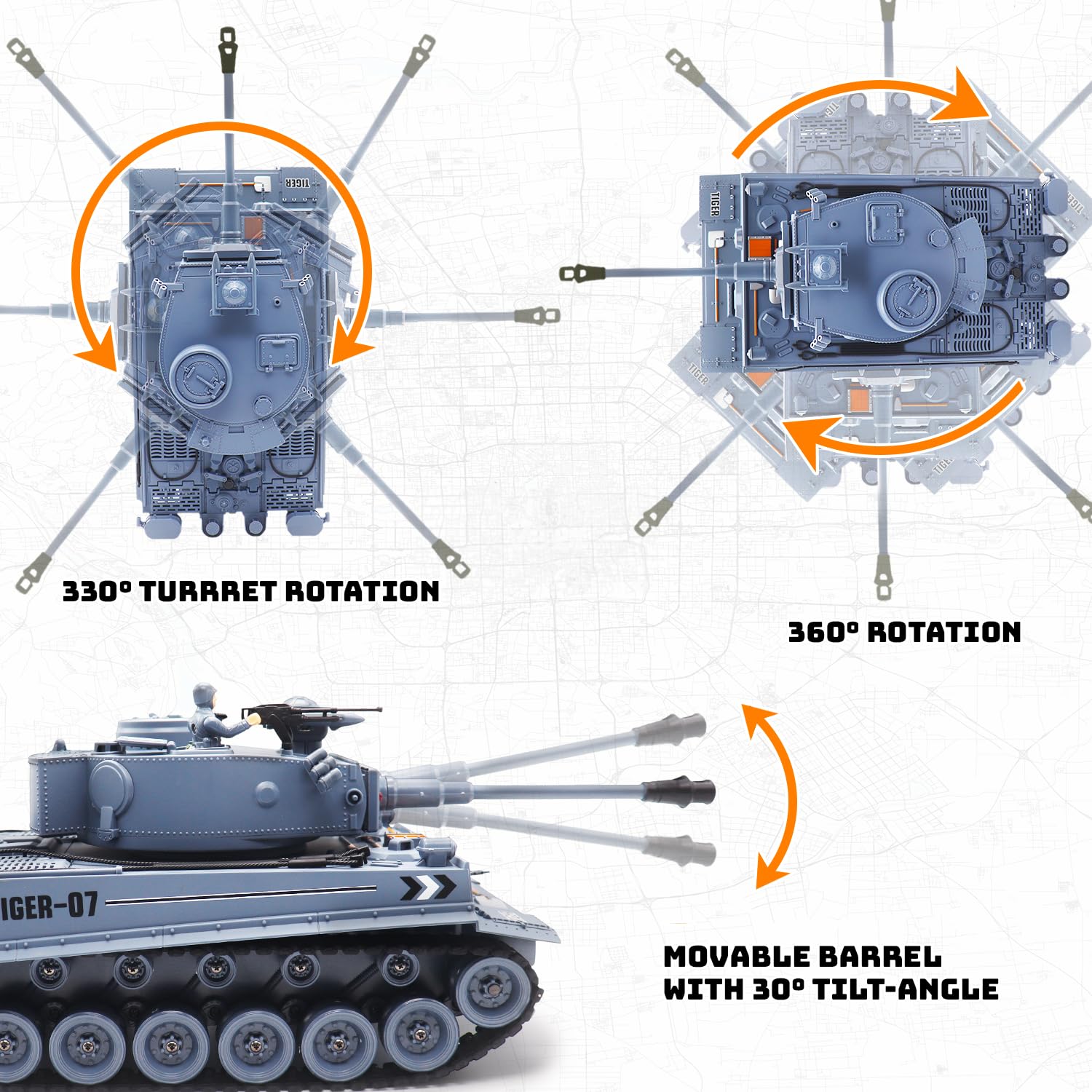 1/18 Scale German Tiger RC Tank - Remote Control Military Toy with BB Shooting, 23 Channels, Lights, Sound & Smoke | Realistic Battle Simulation for Kids & Adults | Perfect for War Games, Collecting & Outdoor Play