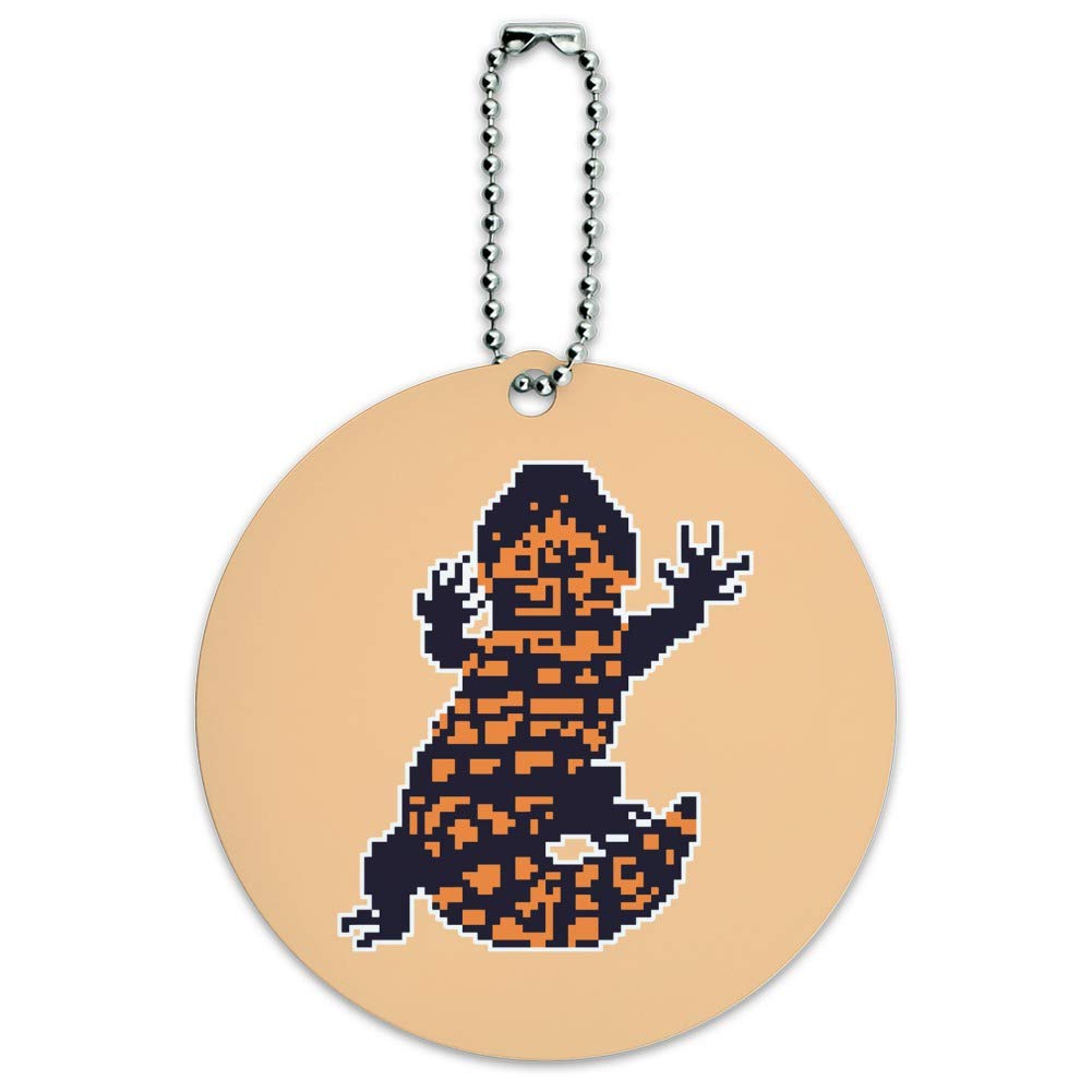 Gila Monster Pixel Lizard Round Luggage ID Tag - Durable Suitcase & Carry-On Identification Card - Perfect for Travel, Backpacks, and Kids' School Bags