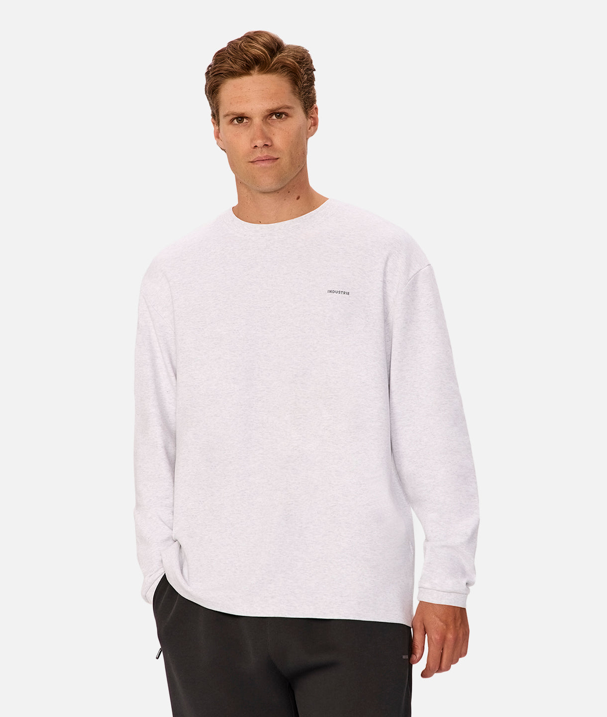 Premium Newport Long Sleeve Tee - Soft Cotton Crewneck Shirt in New Marle Grey | Casual Wear, Layering Essential & Everyday Comfort