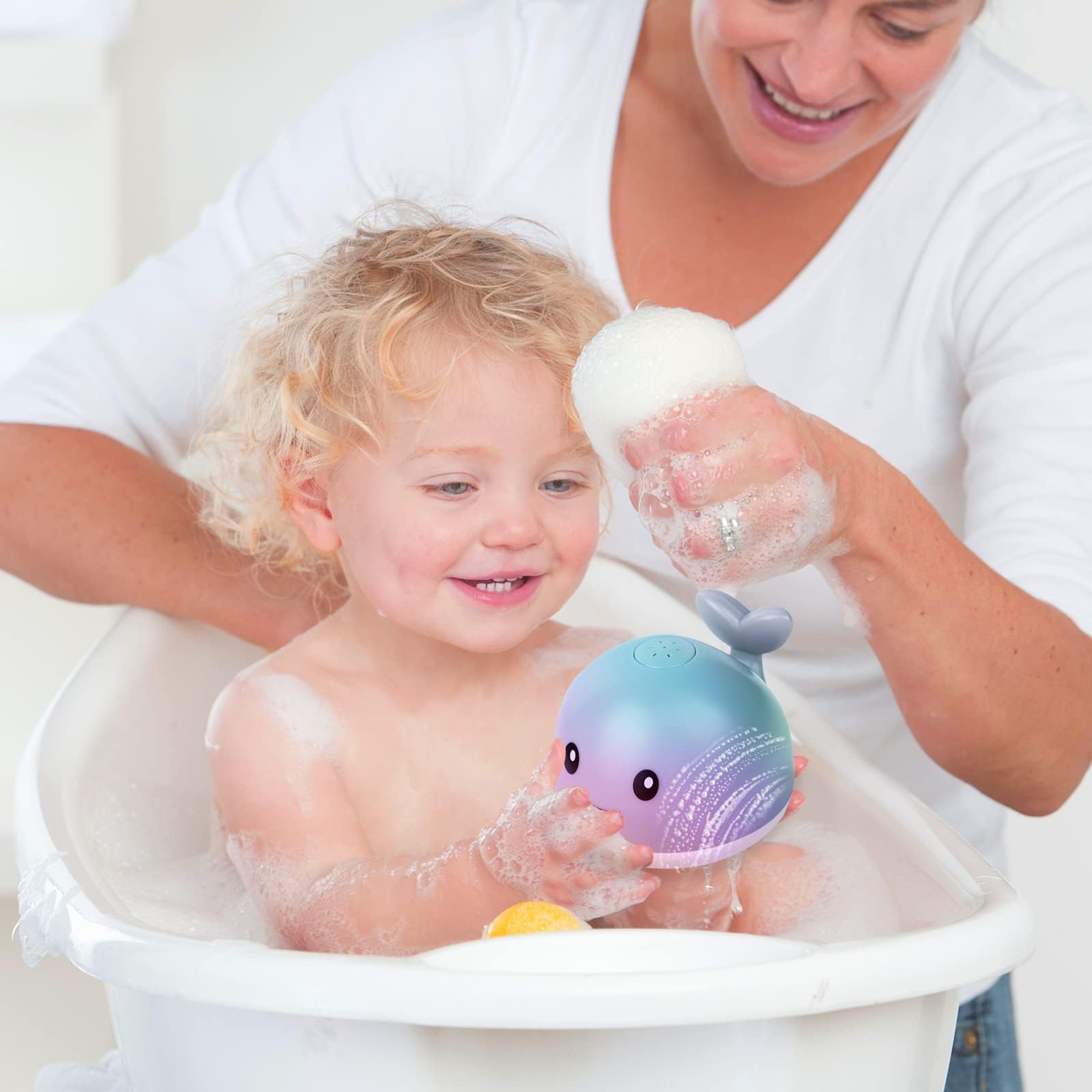 AURUZA Illuminated Baby Bath Toys - Waterproof Floating Pool Toys with LED Spray for Toddlers 3-5 Years | Safe Smooth Design for Bathtub & Swimming Fun | Perfect Sensory Bath Time Gift for Boys & Girls