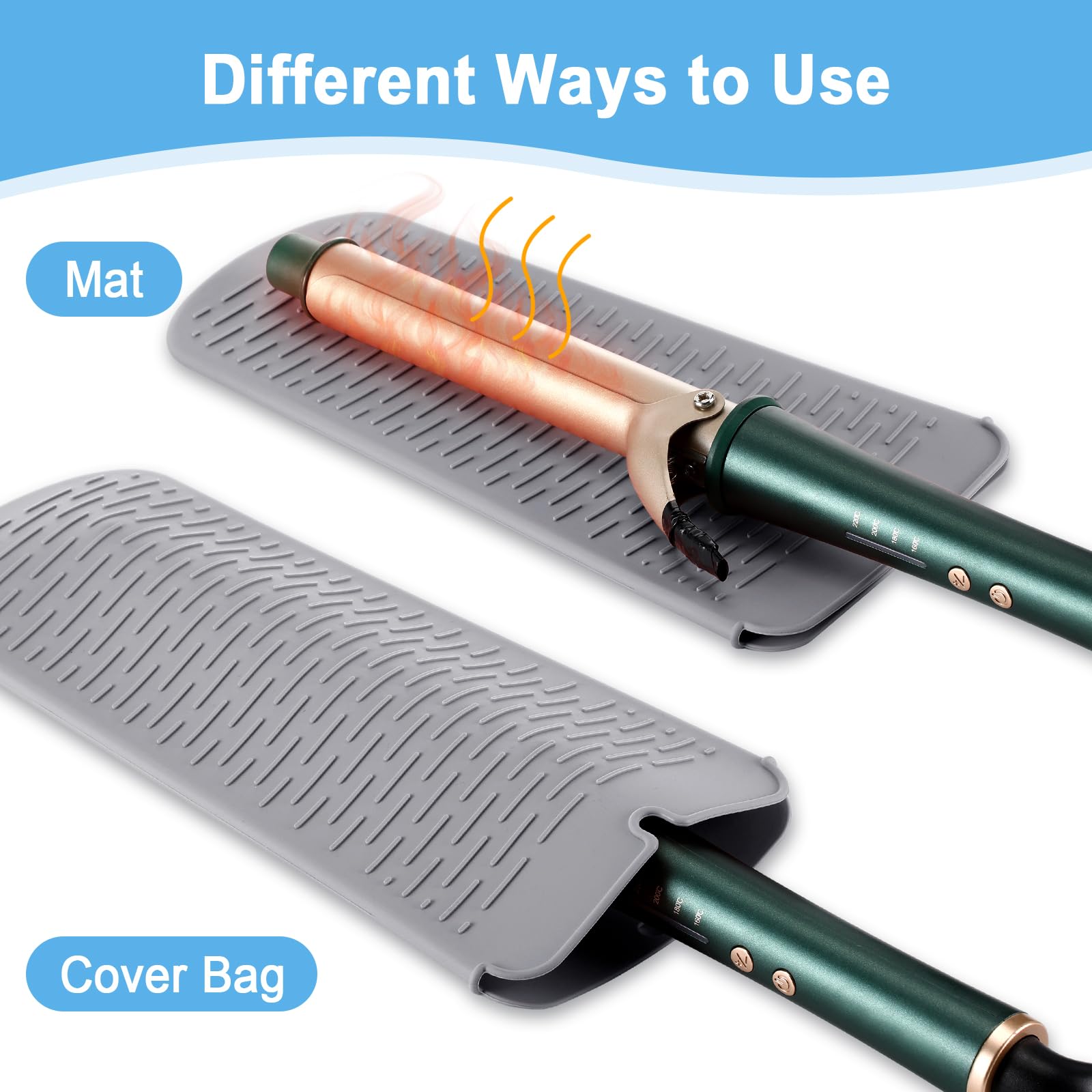 Shappy 2-Piece Heat Resistant Curling Iron Travel Case & Flat Iron Holder - Neoprene Straightener Sleeve & Silicone Hot Tools Bag (Flamingo Style) - Perfect for Travel, Salon & Home Hair Styling