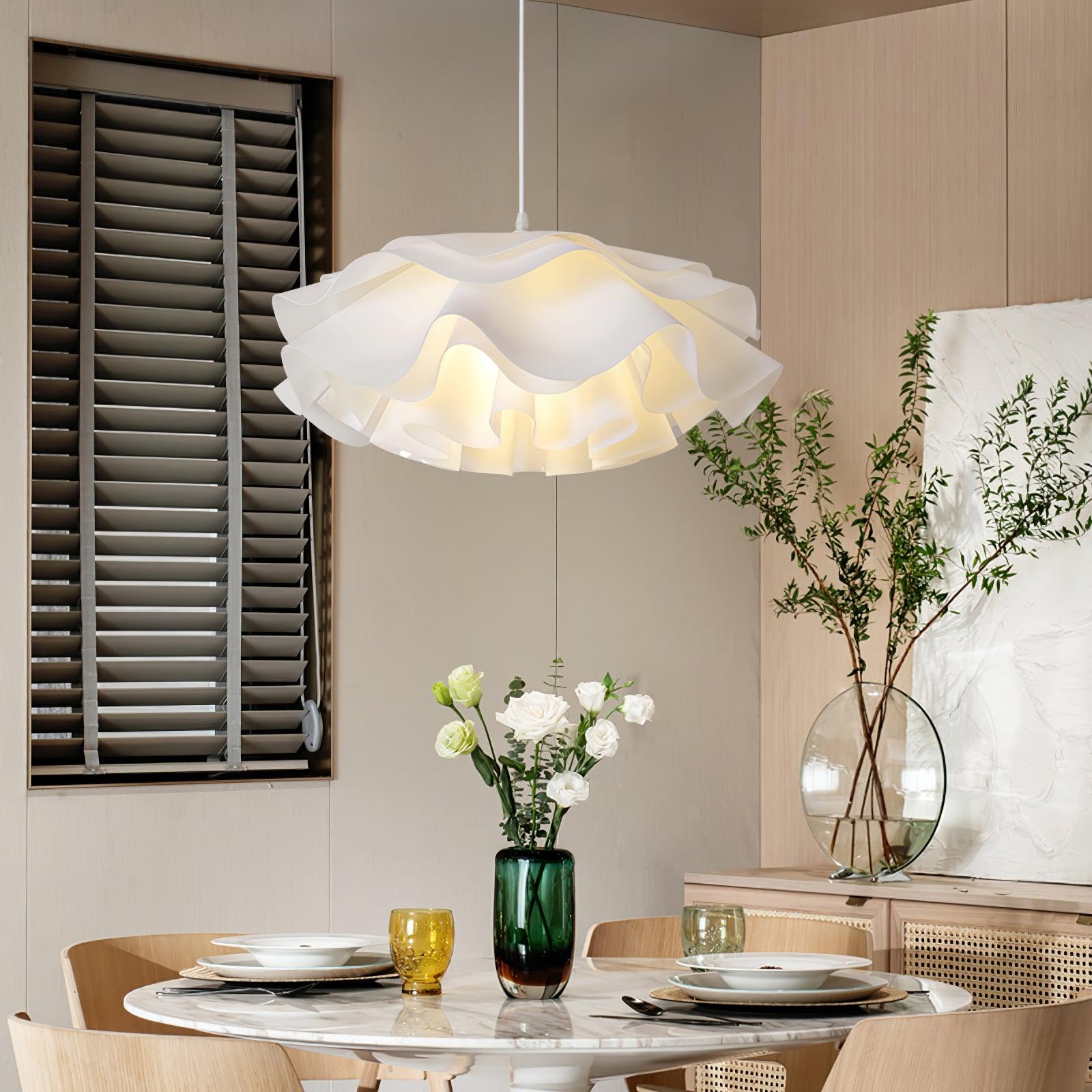 Elegant White Flower Shaped Pendant Light - Modern Floral Ceiling Lamp for Living Room, Bedroom & Dining Room Decor