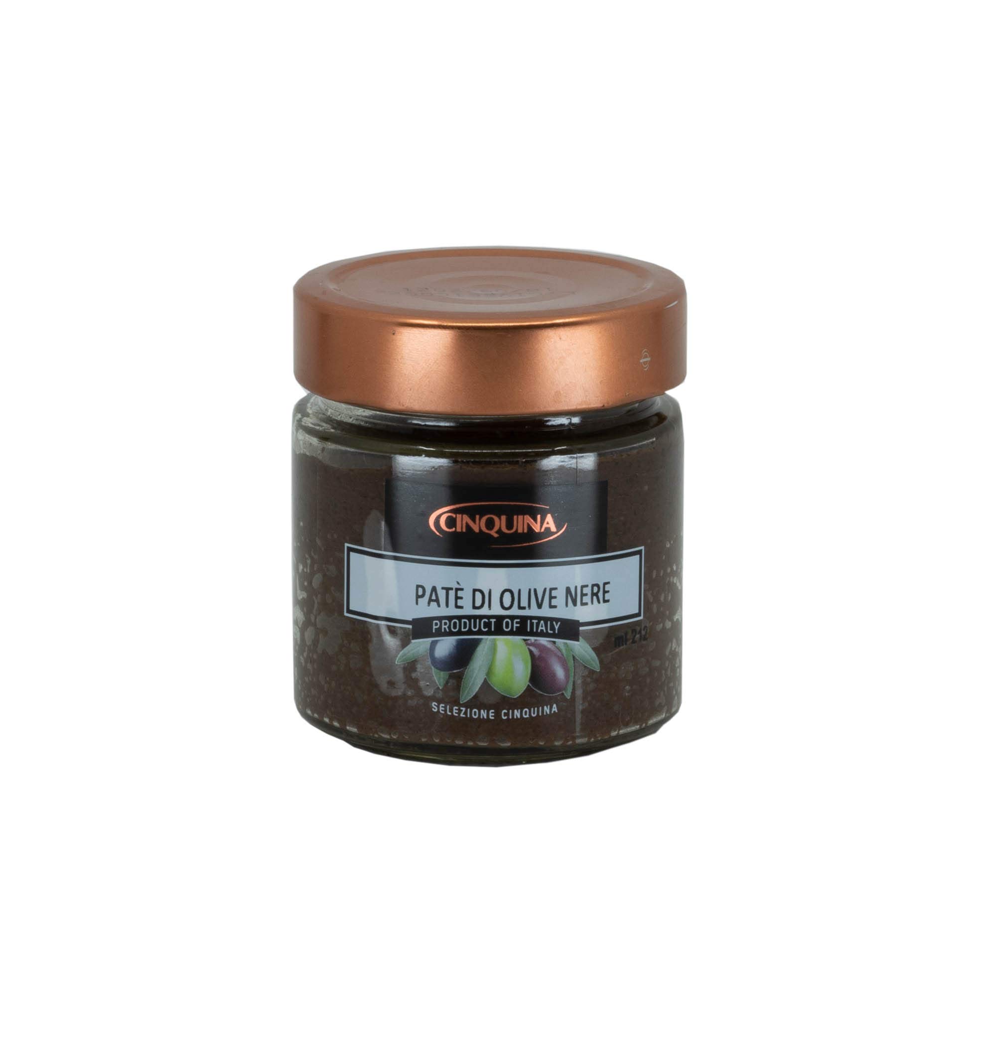 Premium Italian Black Olive Pate - Cinquina Black Olives Imported from Italy, 7.05 oz Jar - Perfect for Charcuterie Boards, Pasta & Gourmet Cooking