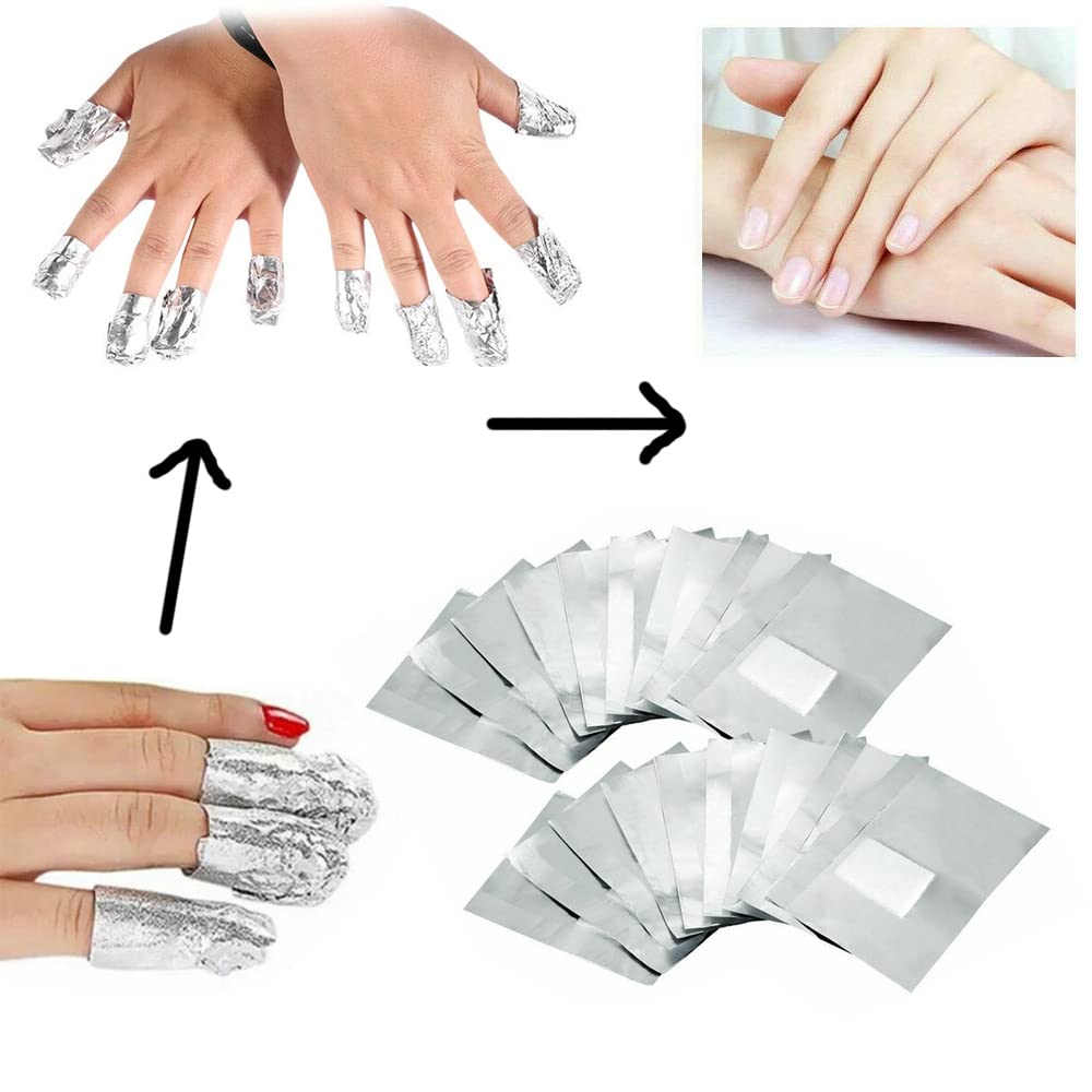 200Pcs Nail Polish Remover Wraps - Aluminium Foil Soak Off Gel Polish Remover with Lint-Free Cotton Pads - Professional Nail Art Removal Tool for Salon & Home Manicure - Perfect for Gel, Acrylic & Dip Powder Nail Removal