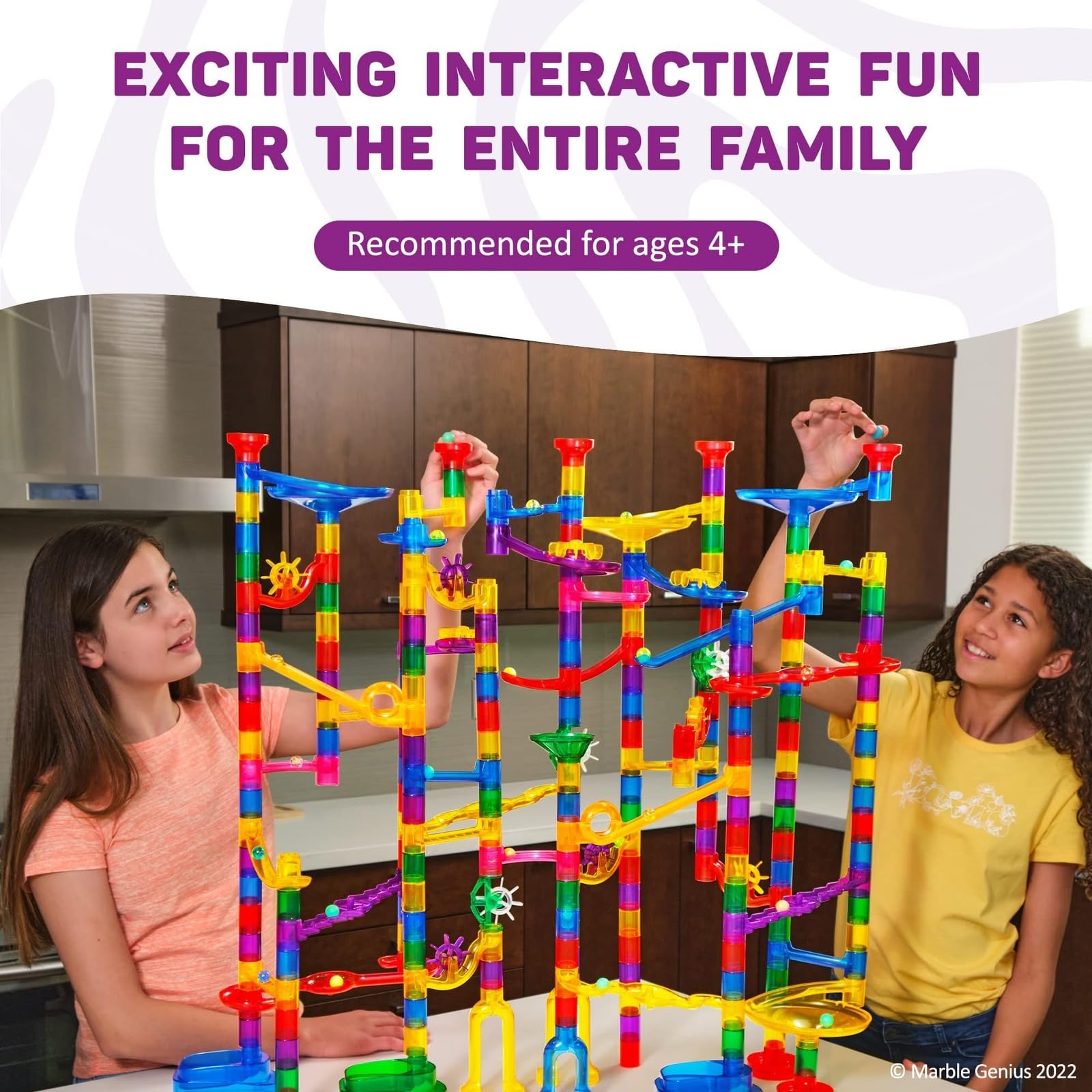 Marble Genius 300-Piece Glow in The Dark Marble Run Track Race Extreme Set - STEM Educational Building Toy for Kids Ages 4+ with Color Instruction Manual | Perfect for Easter Gifts, Birthday Presents & Indoor STEM Learning Activities