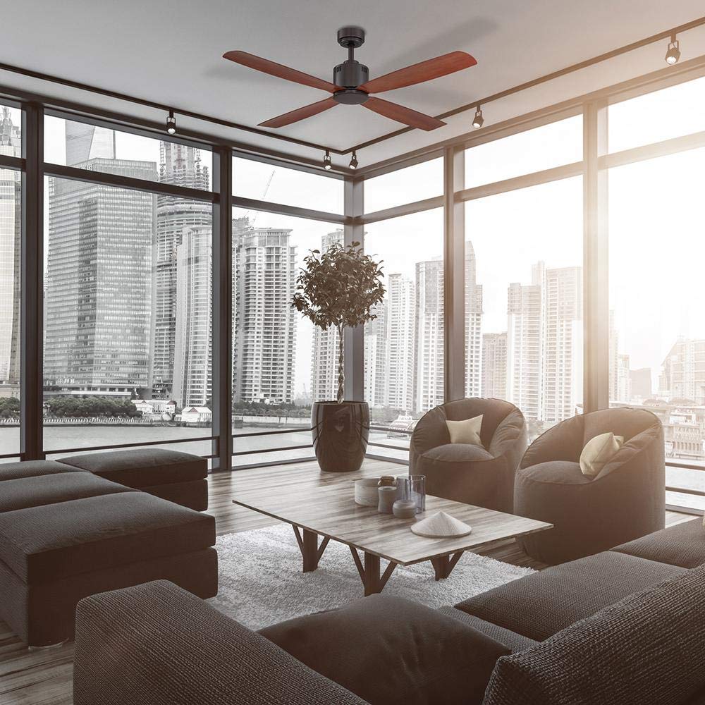 Kitteridge 52 Inch Indoor Medium Wood Ceiling Fan with Light - Modern Home Cooling for Living Room, Bedroom, and Office
