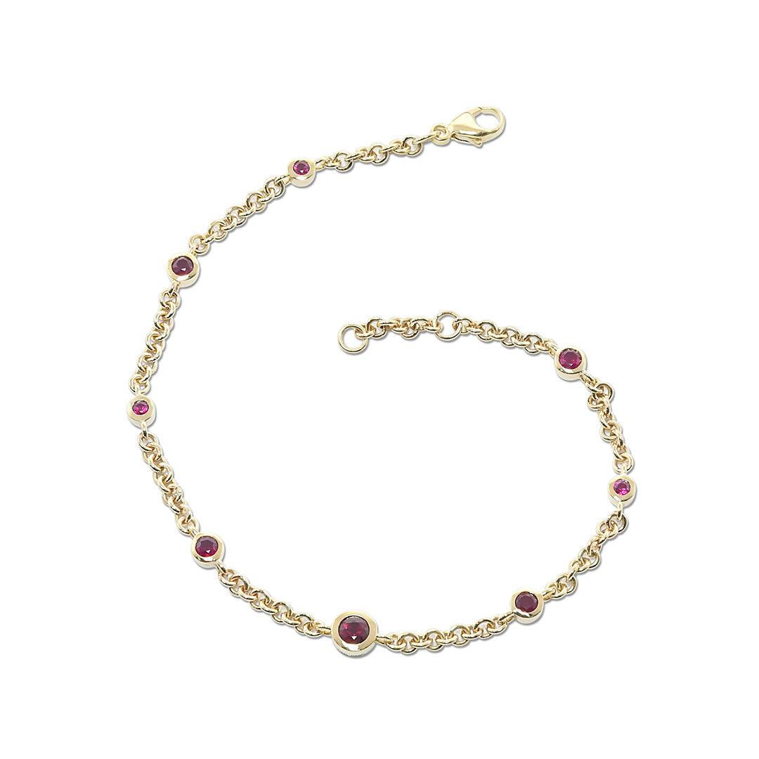 Elegant Graduated Ruby Round Link Bracelet for Women | Perfect for Weddings, Parties & Special Occasions | Dainty & Stylish Jewelry Gift