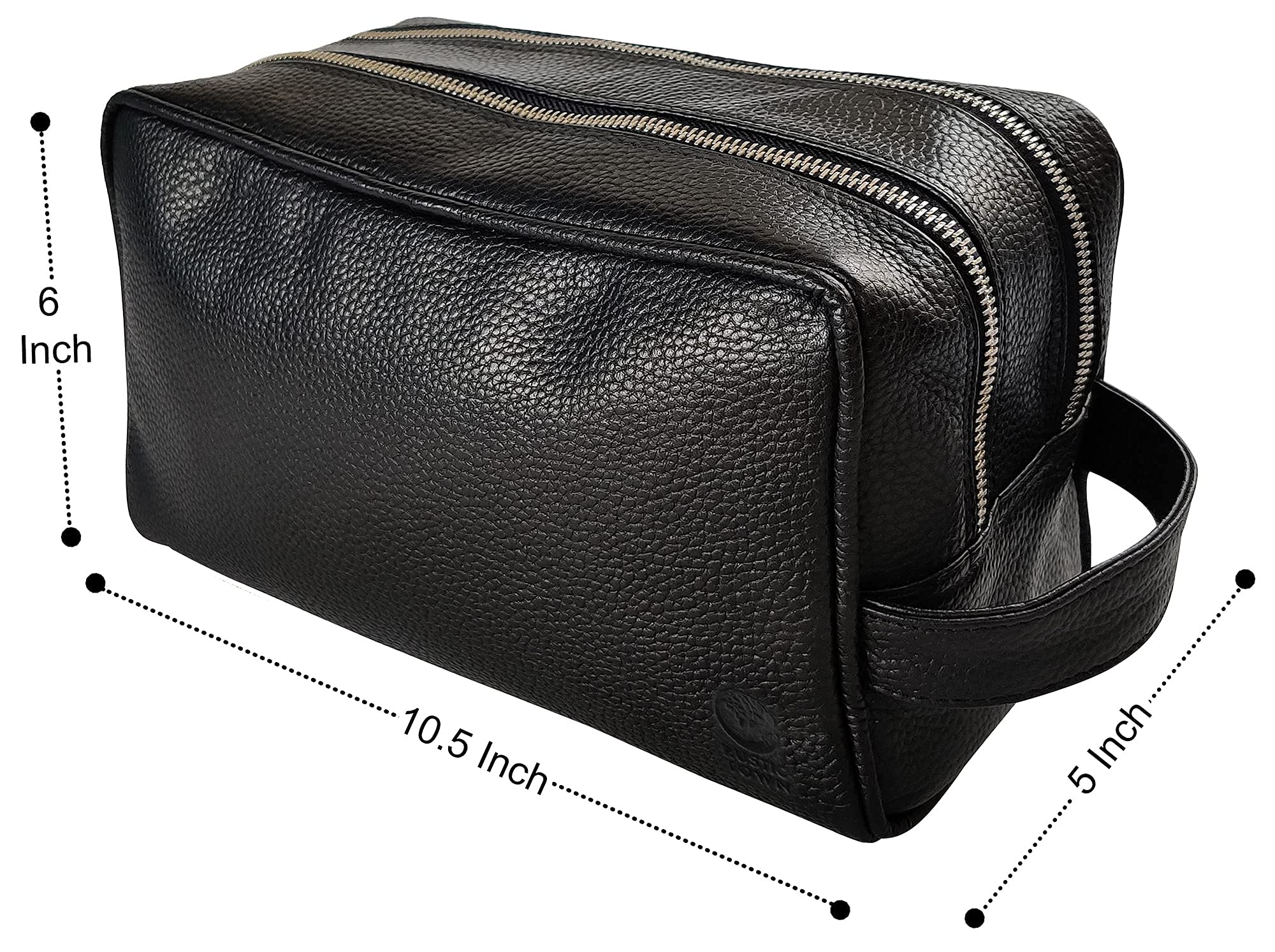 RUSTIC TOWN Genuine Leather Toiletry Bag with Zip Closure - Premium Travel Cosmetic Case for Men & Women | Perfect for Weekend Getaways, Business Trips & Grooming Essentials Organization