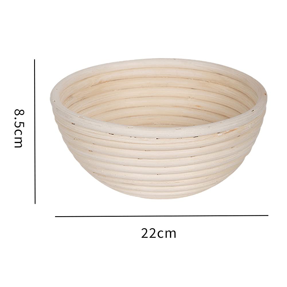 Professional Round Bread Proofing Basket Kit - Natural Rattan Dough Banneton with Linen Liner - Perfect for Sourdough, Artisan Bread Baking - Ideal for Home Bakers & Professionals (USA Shipped) - Great for Kitchen, Bakery, Bread Making Classes & Gift Giving