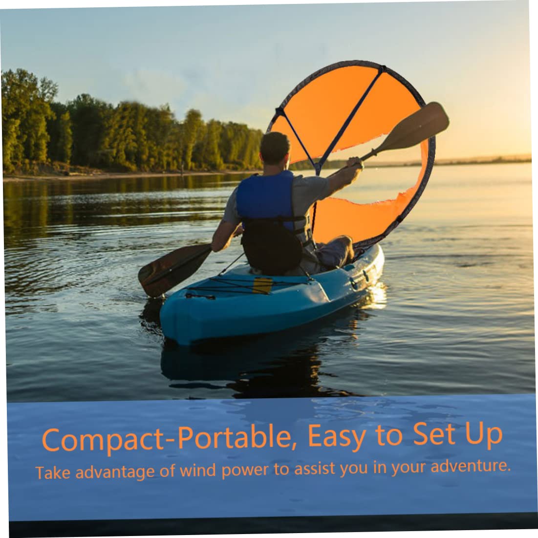 Foldable PVC Kayak Sail with Quick Release & Clear Window - Portable Downwind Sail Kit for Inflatable Kayaks, Canoes & Paddle Boards | Kayaking Accessories for Smooth Sailing on Lakes & Coastal Waters