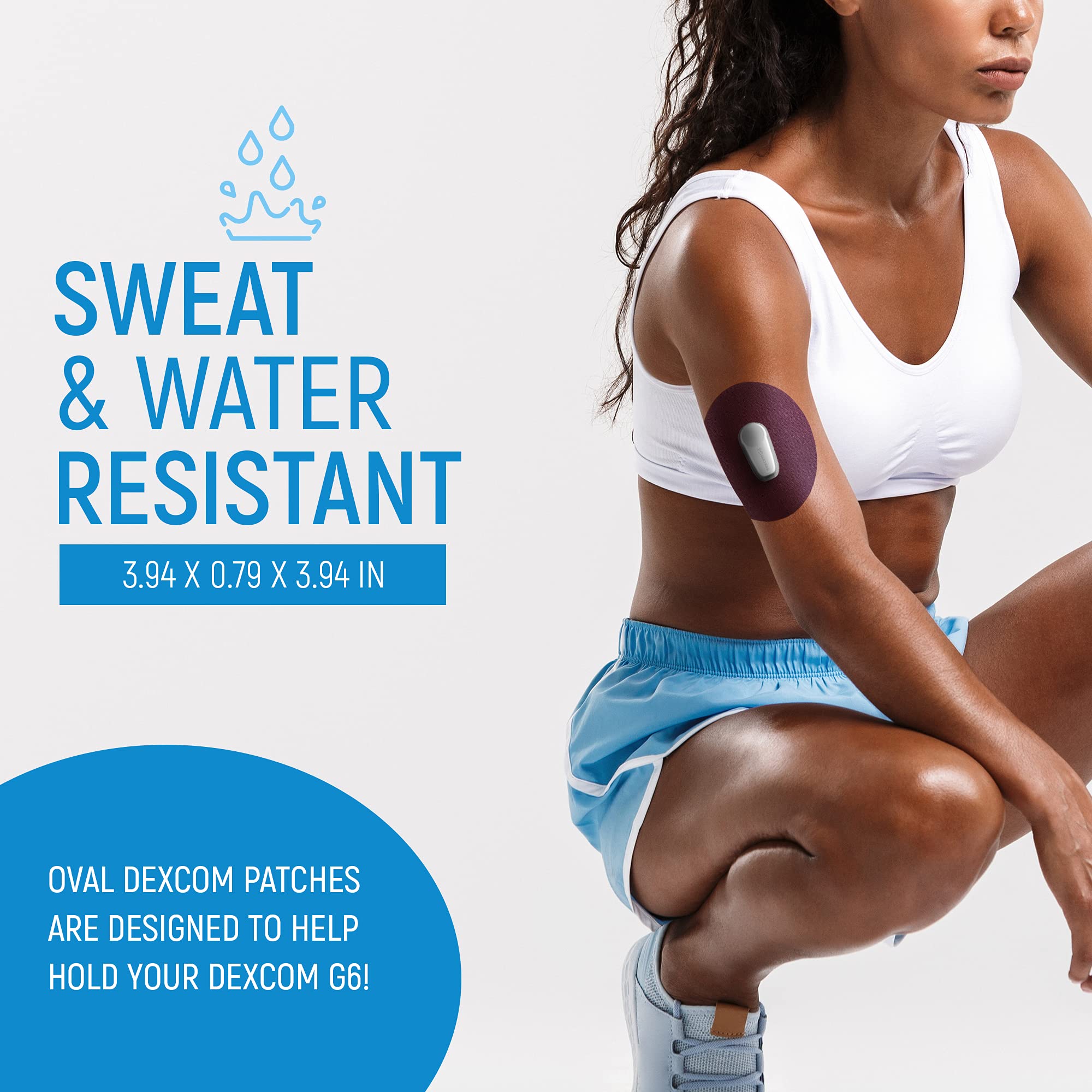Dexcom G6 Adhesive Patch - Waterproof & Extra Strong Adhesive for Continuous Glucose Monitor - Perfect for Swimming, Sports & Active Lifestyle (Purple)