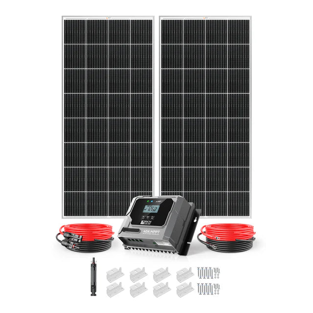 Rich Solar 400 Watt Solar Panel Kit with Charge Controller - Off Grid Power for RV, Boat, Cabin & Emergency Backup
