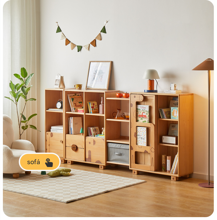Sturdy Oak Solid Wood Multi-Layer Kids Bookcase - Durable Children's Bookshelf for Bedroom, Nursery & Playroom Organization