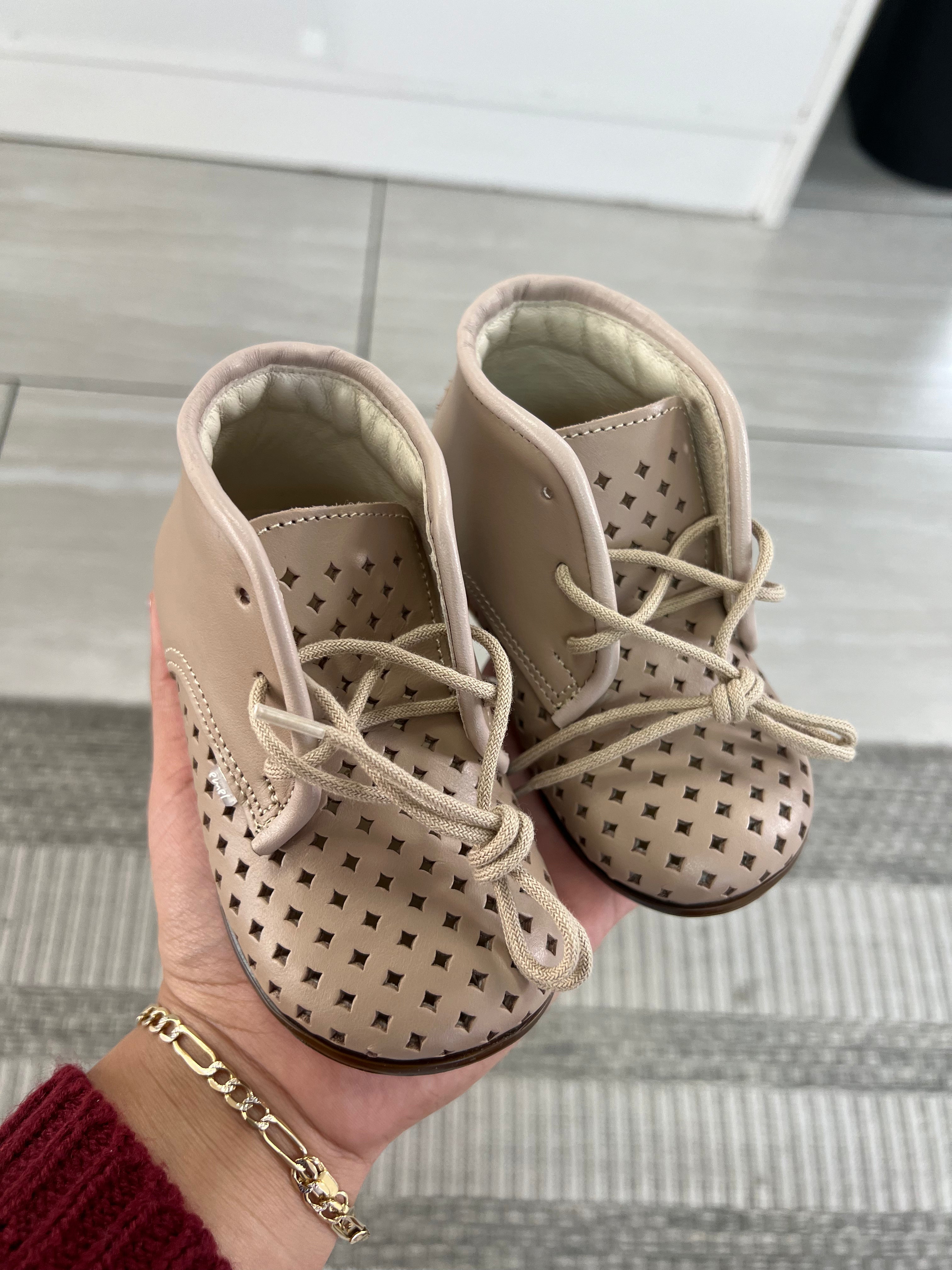Emel Nude Perf Baby Shoes - Soft Leather First Walkers for Newborns & Infants | Perfect for Special Occasions, Photo Shoots & Everyday Wear
