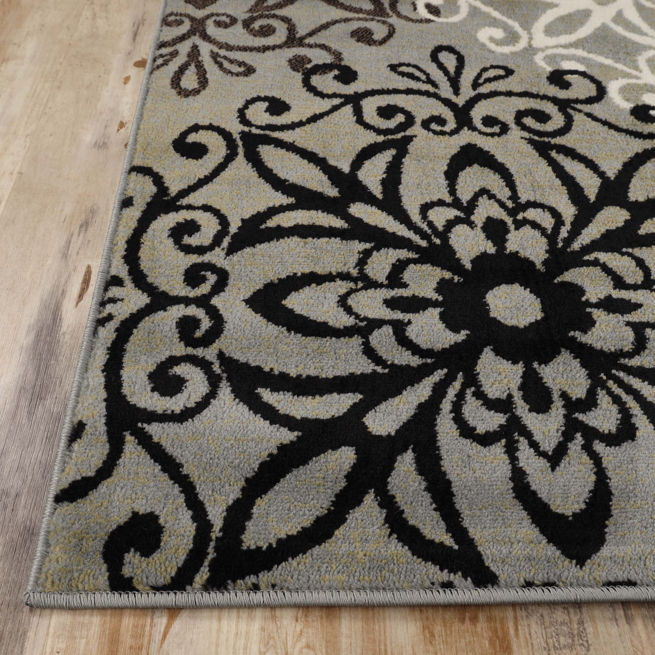 Leigh Traditional Floral Scroll Indoor Area Rugs & Runner Rugs - Non-Slip Soft Living Room Bedroom Decor Carpet