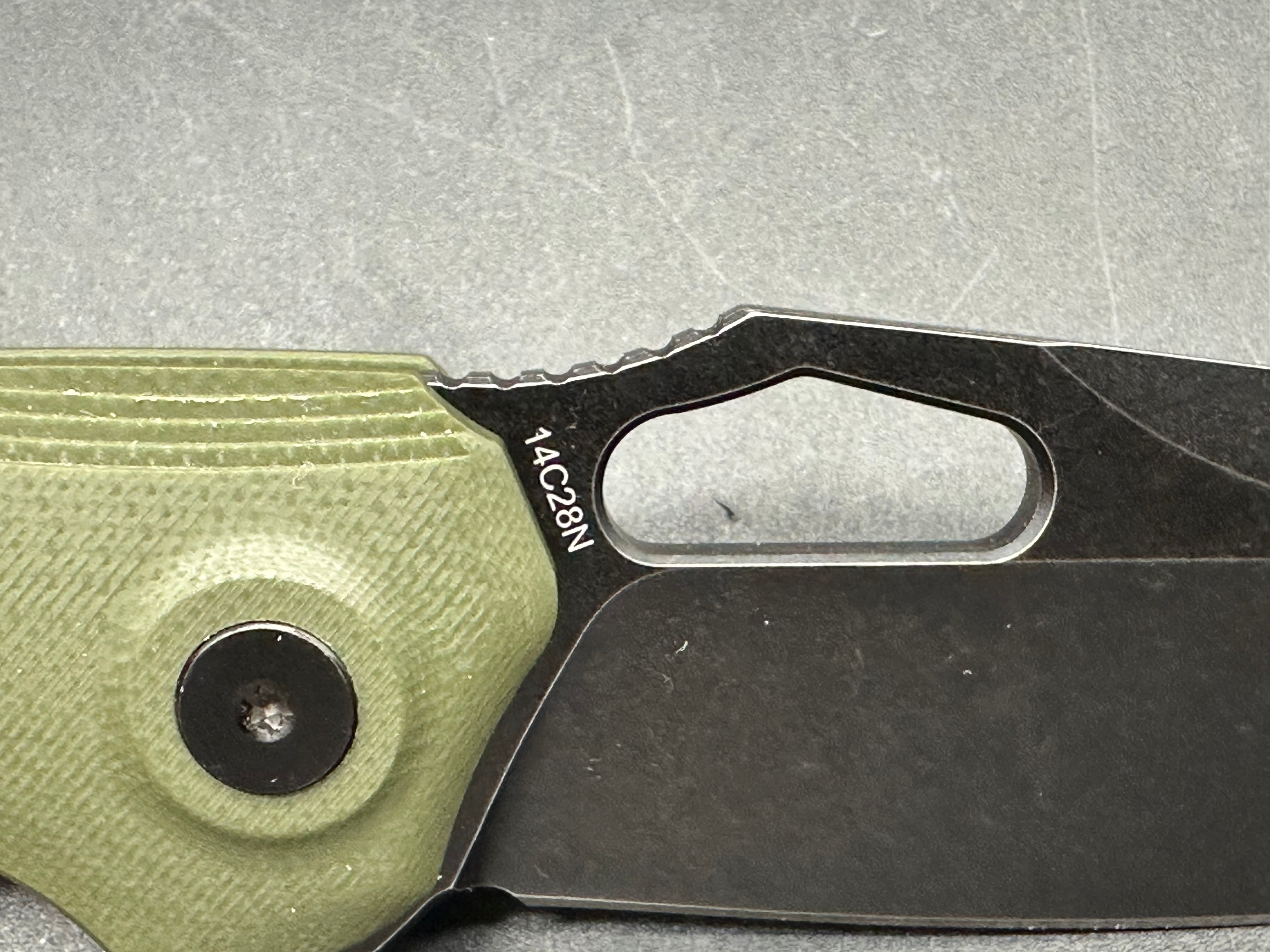 FINTISO ATLAS OLIVE 3.38 Inch Folding Pocket Knife with 14C28N Stainless Steel Blade - Perfect for Camping, Hiking, and Everyday Carry (EDC)
