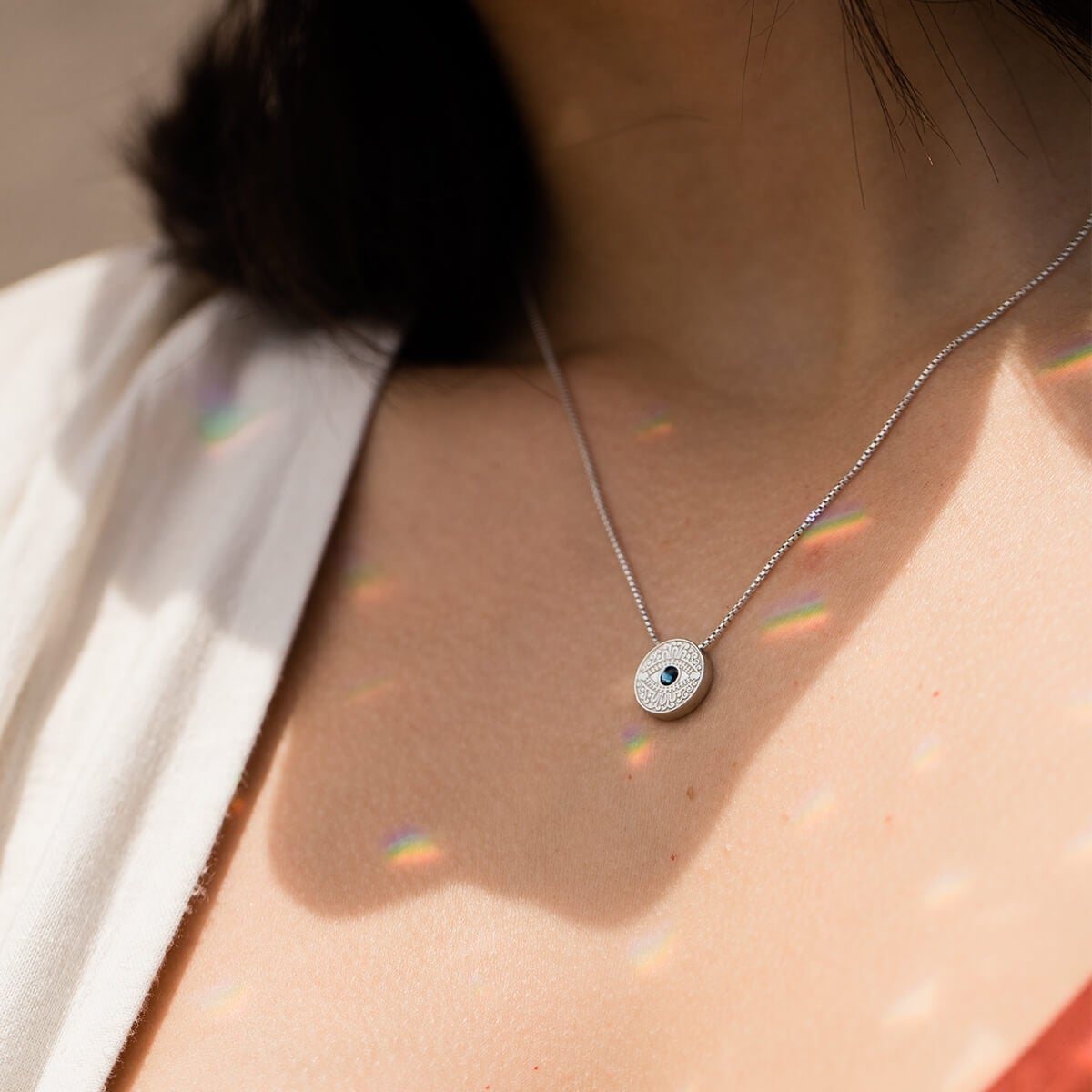 Evil Eye Crystal Charm Necklace for Women - Protection Jewelry with Healing Stones, Spiritual Gift for Good Luck & Positive Energy - Perfect for Everyday Wear, Meditation & Energy Cleansing