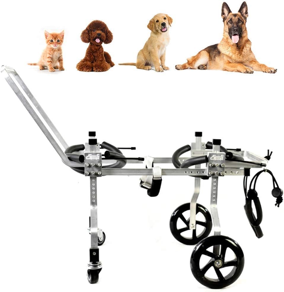 Adjustable 4-Wheel Dog Wheelchair for Back Legs - Supportive Pet Mobility Aid for Front & Rear Leg Rehabilitation (Large Size) - Ideal for Disabled, Injured, or Elderly Dogs with Mobility Issues