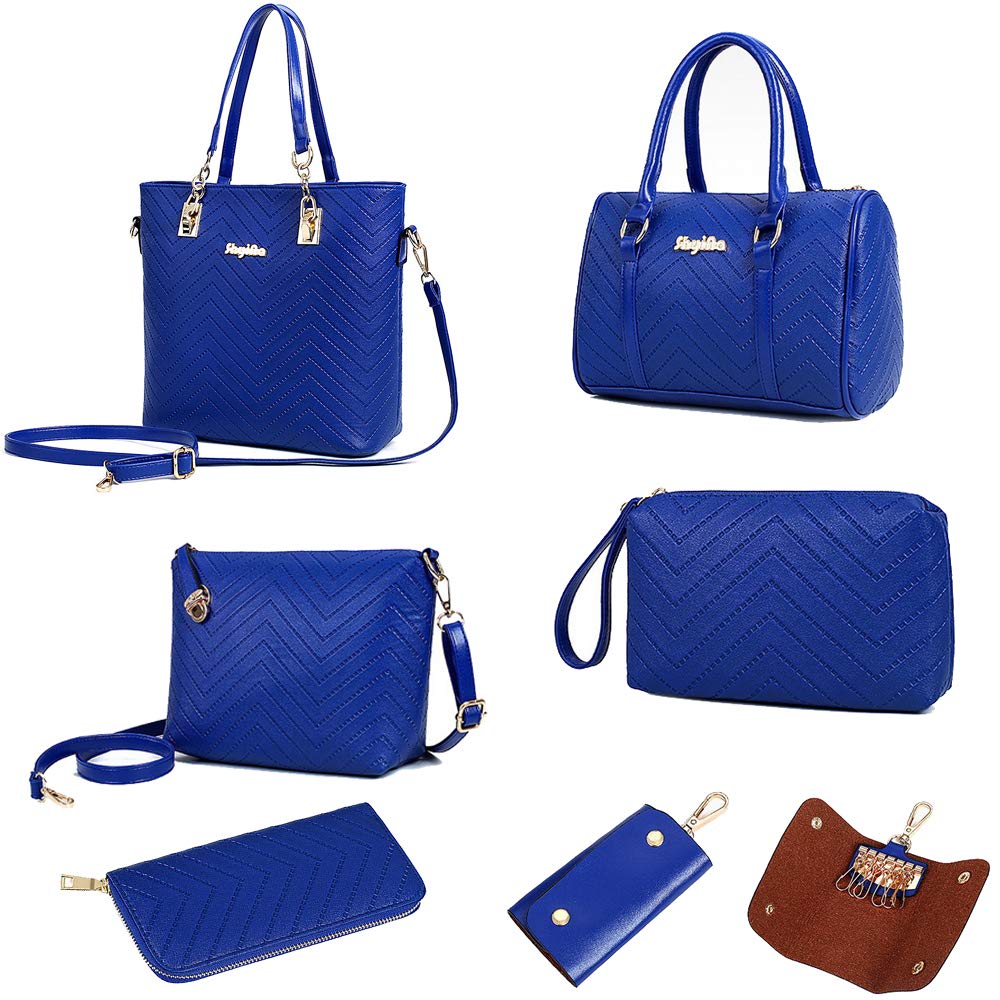 6-Piece Women's PU Leather Handbag Set - Top Handle Purse, Shoulder & Crossbody Bags for Work, Travel & Everyday Use