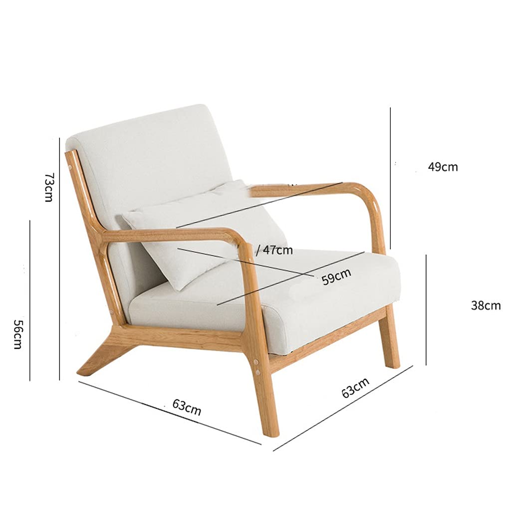 Modern Fabric Accent Chair - Upholstered Armchair with Solid Wood Legs for Bedroom, Living Room, Balcony & Garden | Nordic Style Comfortable Seating for Home Decor