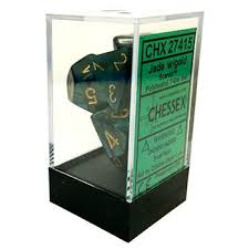 Chessex Polyhedral 7-Dice Set - Scarab Jade with Gold Finish for D&D, RPG, and Tabletop Gaming | Perfect for Dungeon Masters and Players