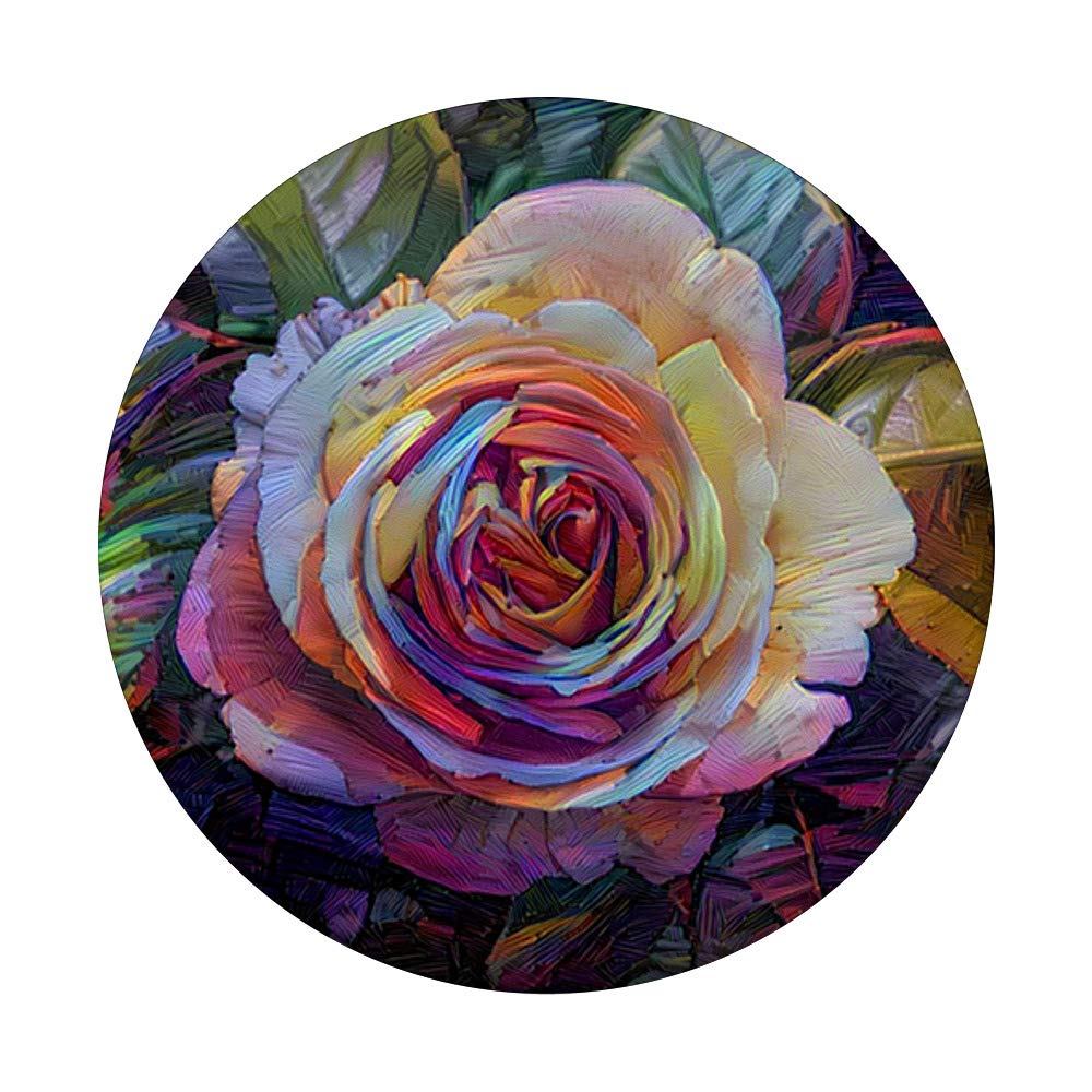 Rose Flower Grip: Artistic Oil Painting Floral Design PopSockets PopGrip - Swappable Phone & Tablet Grip for Stylish Everyday Use