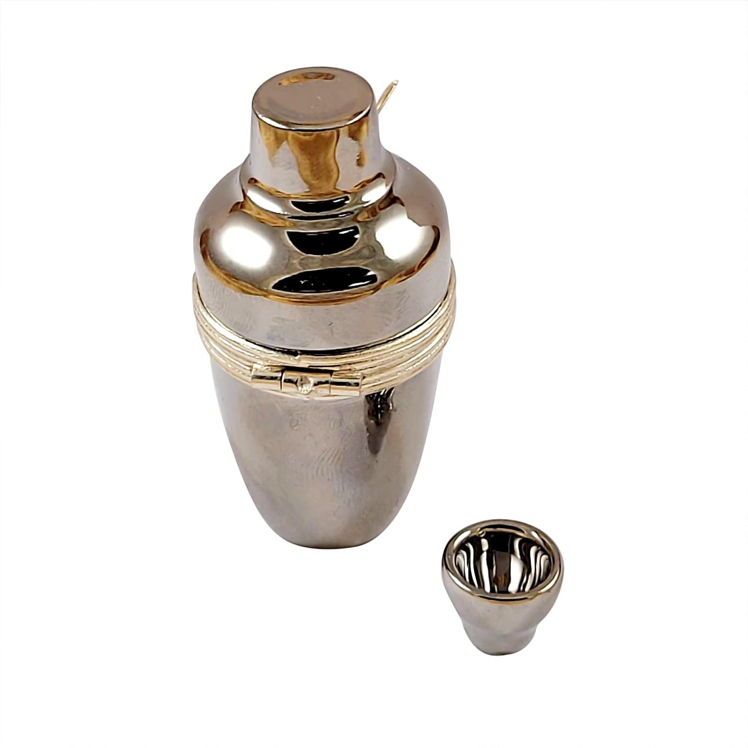 Premium Silver Cocktail Shaker Set with Removable Shot Glass & Limoges Porcelain Gift Box - Perfect for Home Bars, Parties & Professional Mixology
