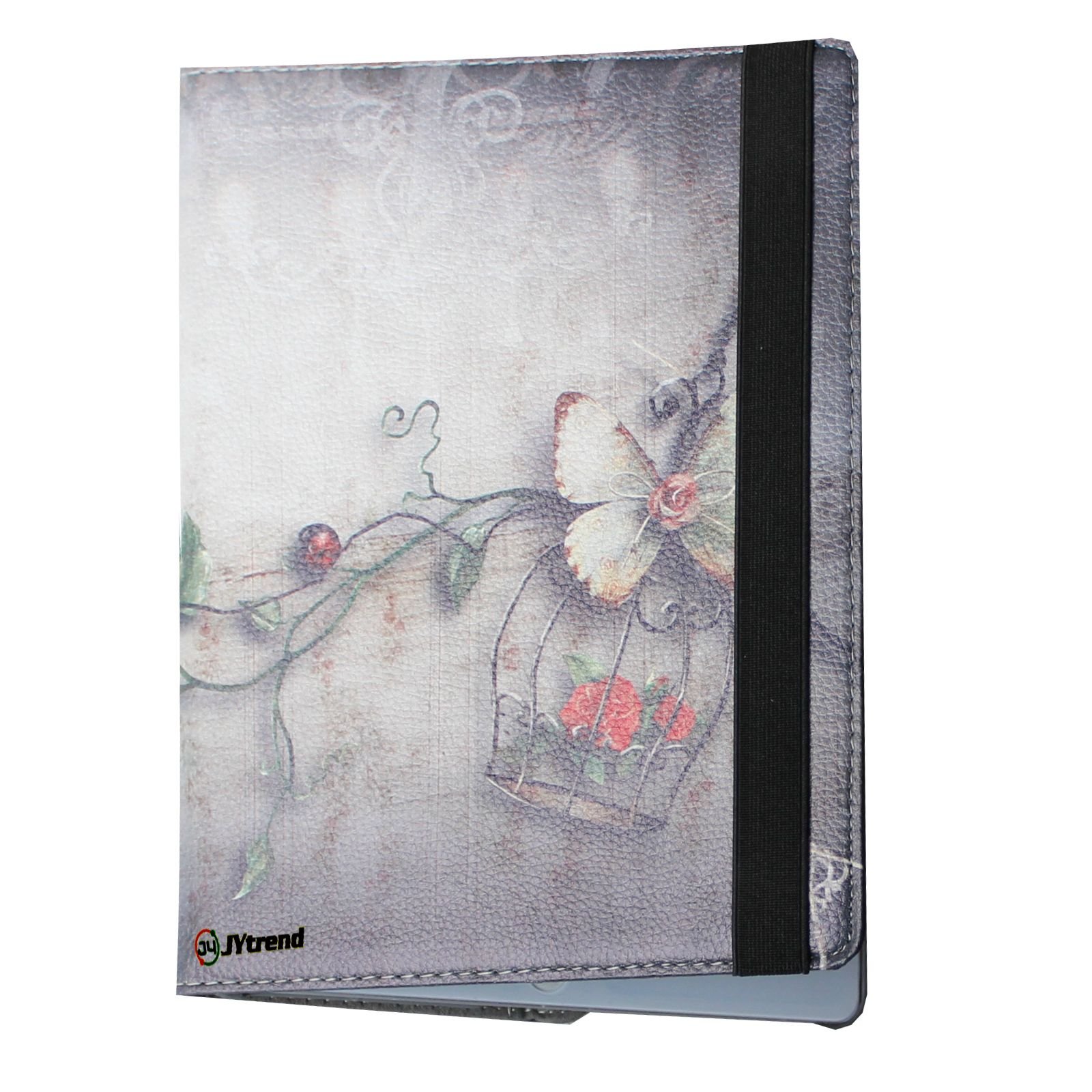 360° Rotating Magnetic Leather Smart Cover Case for iPad Air 2 with Stand - Includes Screen Protector, Stylus & Cleaning Cloth (Butterfly Flower Design) | Perfect for Work, Study & Travel Protection