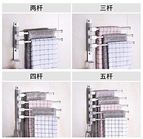 MOCOFO RV Bathroom Towel Rack - 4-Bar Swing Out Wall Mounted Towel Holder, Space Saving Aluminum Steel Folding Organizer for RV, Small Bathroom & Laundry Room - Perfect for Tight Spaces & Closet Organization