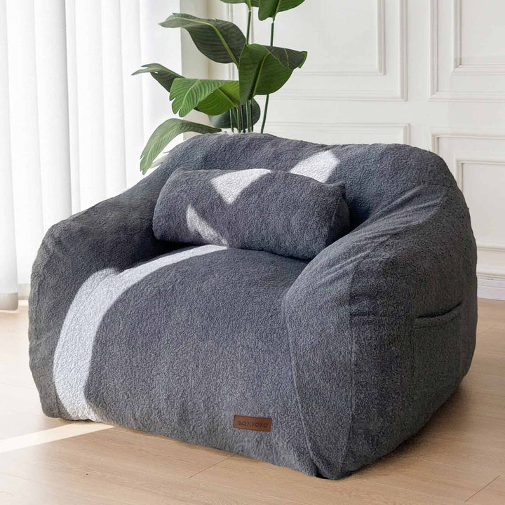 MAXYOYO Giant Bean Bag Chair with Pillow - Extra Large Fuzzy Comfy Lounger for Adults & Teens - Dusty Blue Oversized Floor Seat for Reading, Gaming & Relaxation - Perfect for Bedrooms, Dorms & Living Rooms