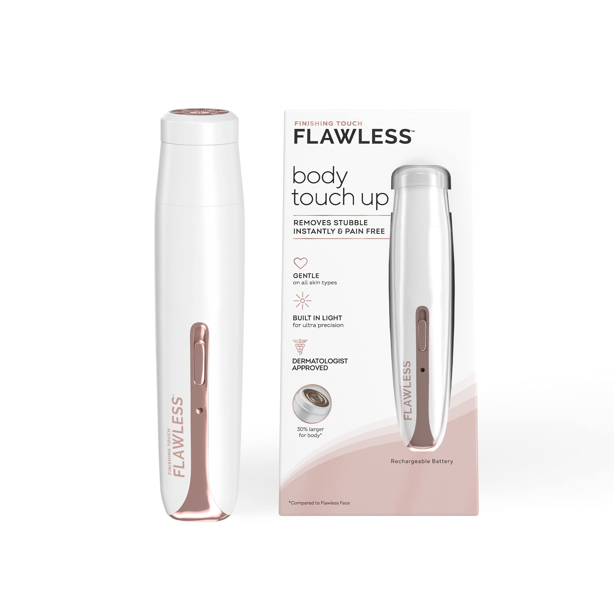 Finishing Touch Flawless Body Touch Up - Women's Electric Razor for Smooth Skin, Painless Hair Removal & Stubble Shave | Perfect for Legs, Bikini Line & Underarms | Portable & Rechargeable