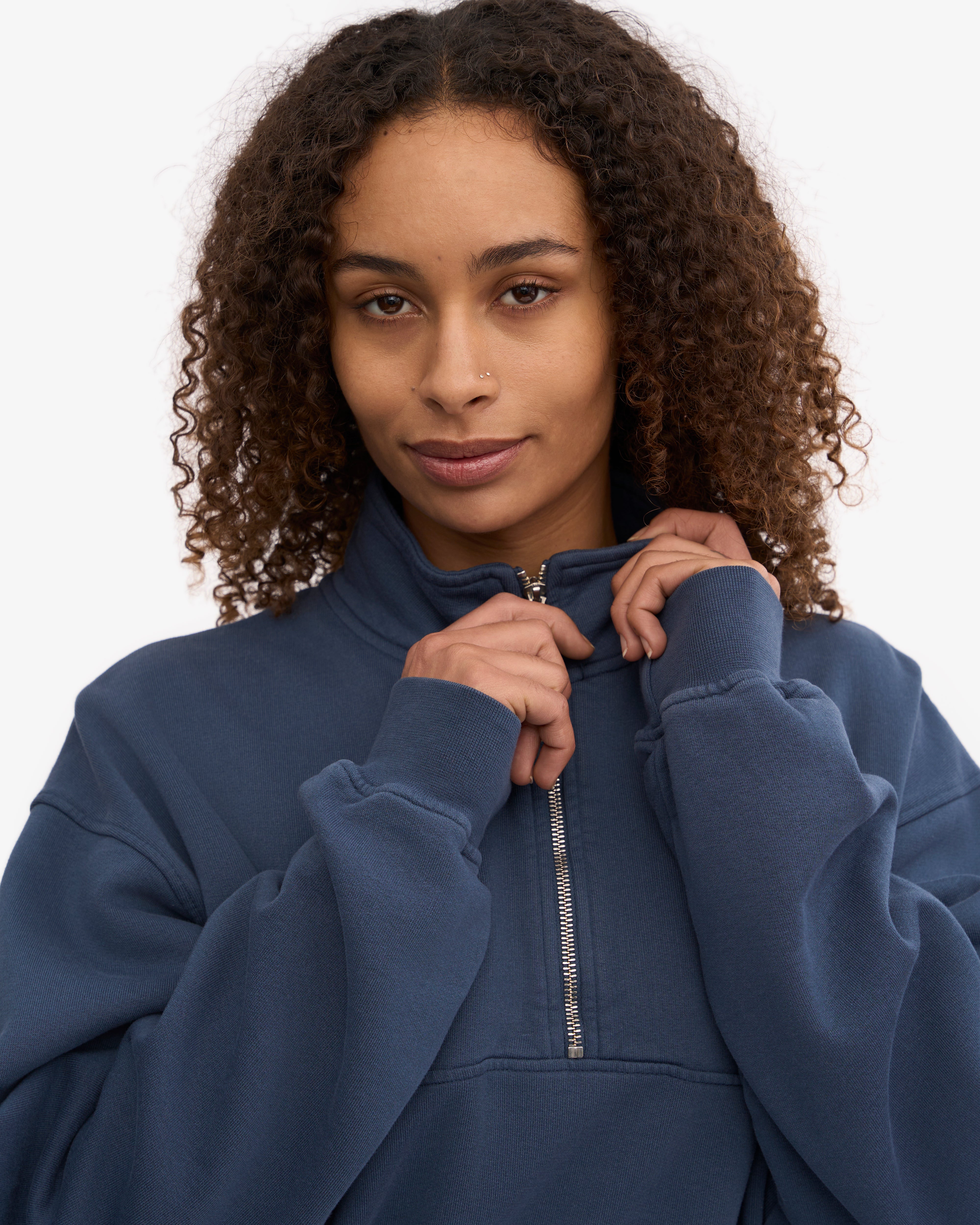 Organic Quarter Zip Sweatshirt for Men - Soft & Comfortable Pullover in Petrol Blue - Perfect for Casual Wear, Outdoor Activities & Layering in Cool Weather