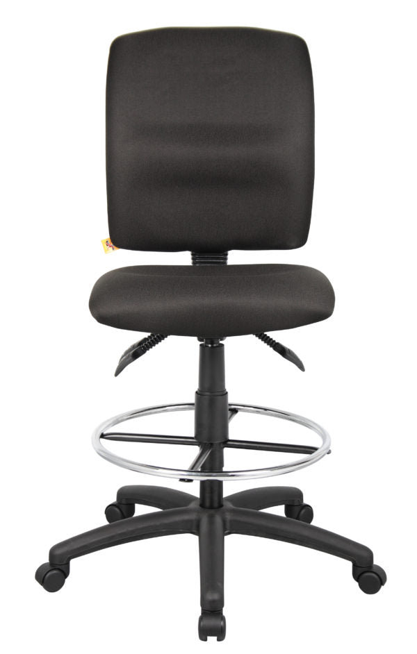 Boss Drafting Stool in Black Fabric - Adjustable Height Office Chair (Models B1635, B1636, B1637) for Home Office, Studio & Drafting Table Workspaces