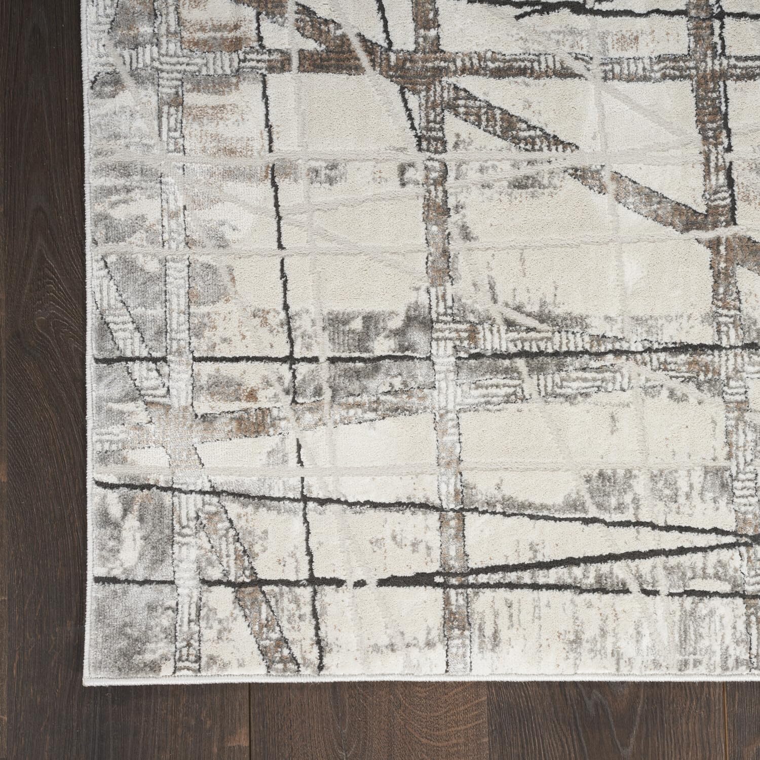 Nourison Desire Abstract Grey Silver 3'11