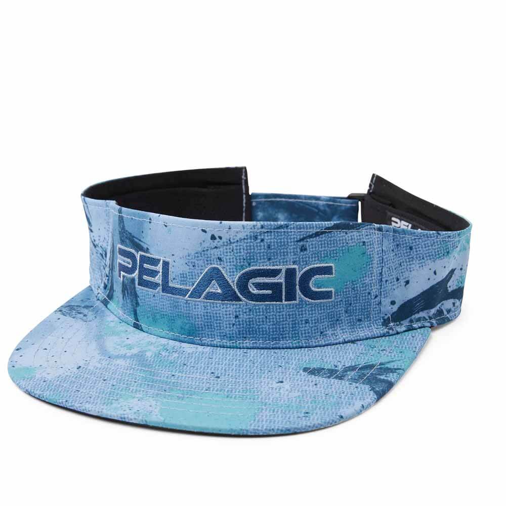 Pelagic Gyotaku Performance Blue Seas Visor - UV Protection Fishing Hat for Men & Women - Perfect for Boating, Fishing, and Outdoor Adventures