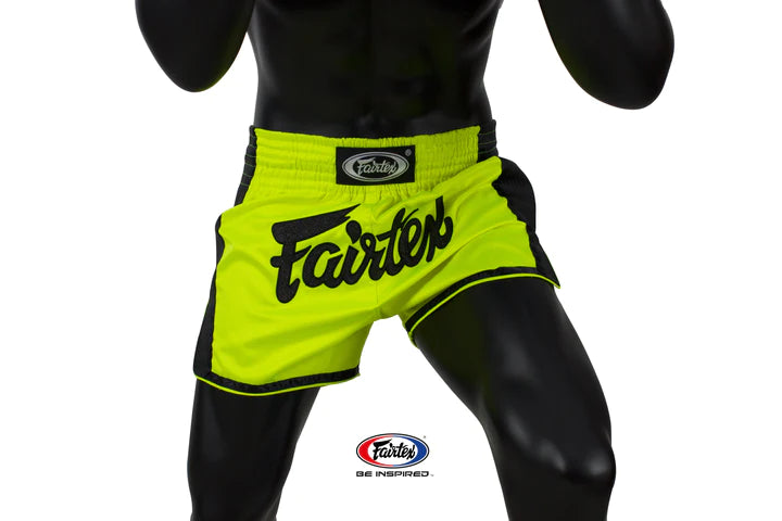 Fairtex Lime Green Slim Cut Muay Thai Boxing Shorts - Lightweight MMA Training & Competition Shorts for Kickboxing, Muay Thai, Martial Arts