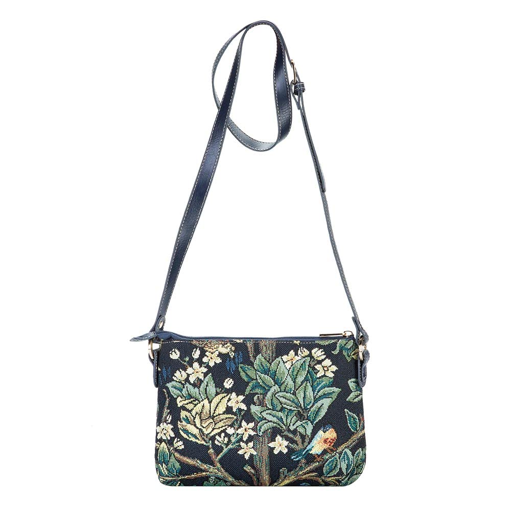 Signare William Morris Tree of Life Blue Tapestry Tote Bag, Crossbody Purse & Makeup Pouch Set for Women - Perfect for Travel, Beach & Everyday Use