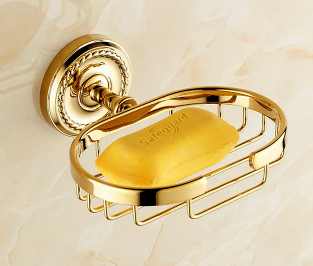 Luxury Gold Brass Soap Basket - Wall Mounted Bathroom Holder for Home & Hotel