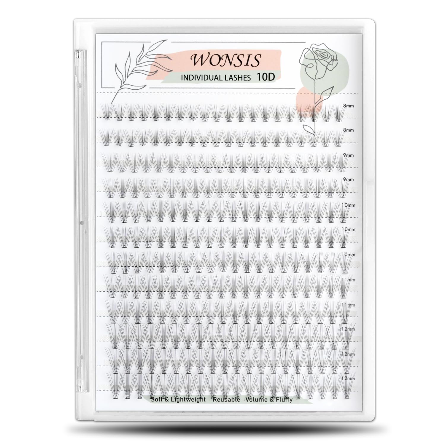 10D Individual Eyelash Extensions 240 Pcs - Natural Soft Lightweight Reusable False Lashes, 0.07mm Thickness C Curl, 8/9/10/11/12mm Length - Perfect for Daily Wear, Special Occasions & Professional Makeup Artists