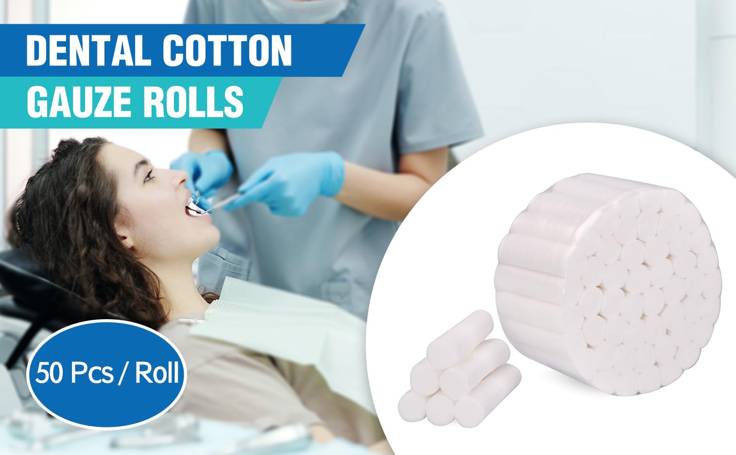 **1000 Rolls Disposable Non-Sterile Cotton Pads - 100% Pure Soft & Absorbent Dental Cotton Rolls for Kids & Adults | Oral Care, Nose Plugs, First Aid, Makeup Removal**