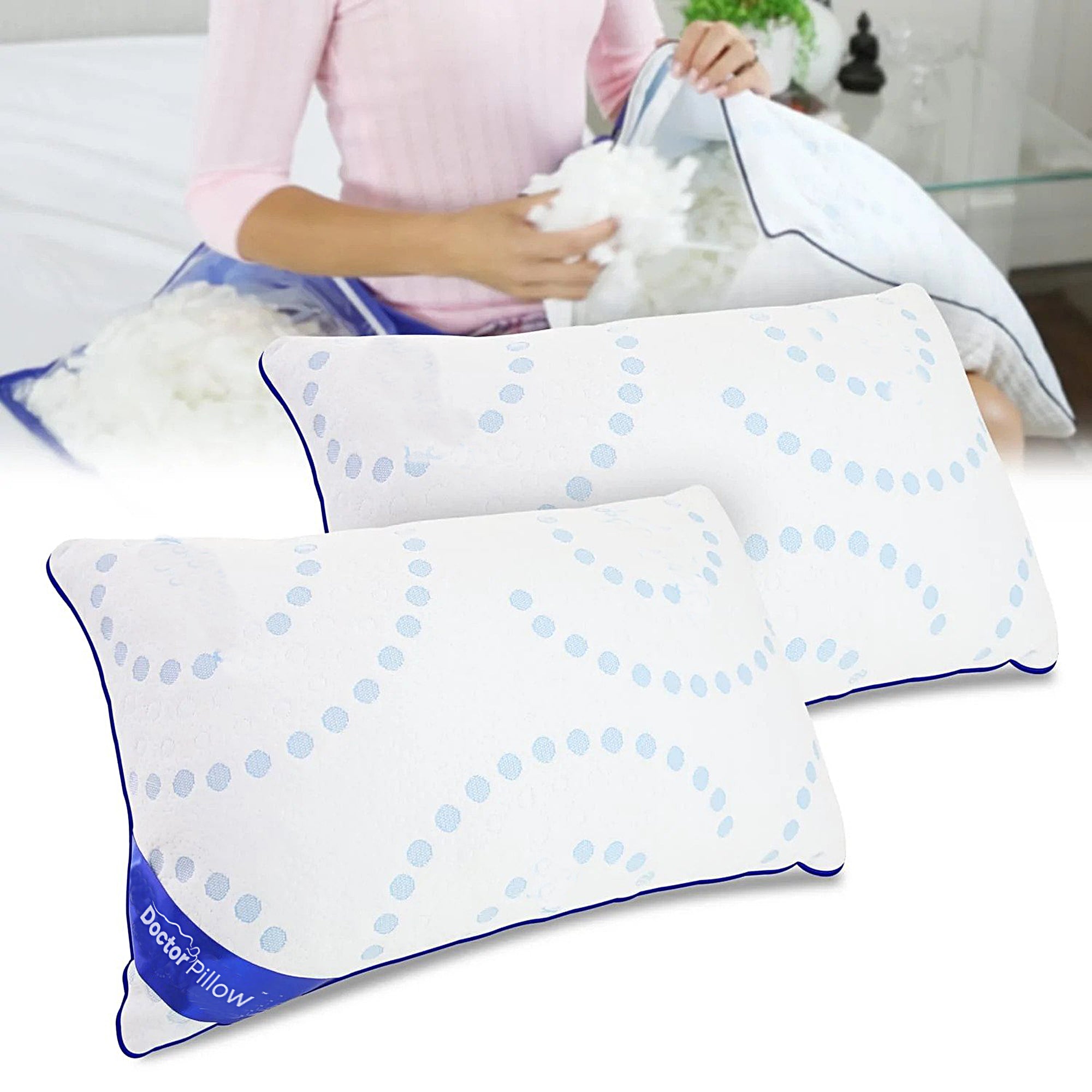 ReGen Adjustable Cooling Pillow for Neck Pain Relief - Memory Foam Support with Breathable Cover - Perfect for Side, Back & Stomach Sleepers - Ideal for Hot Sleepers & Travel Use
