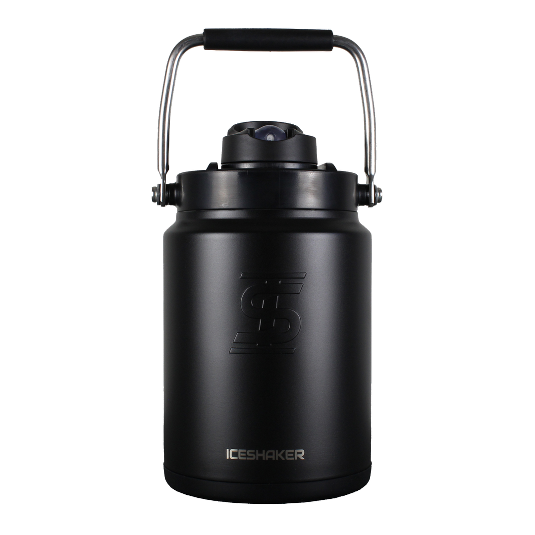Custom Half Gallon Jug with Silicone Base - Leak-Proof & Durable Water Bottle for Gym, Hiking, Camping & Outdoor Activities - Black