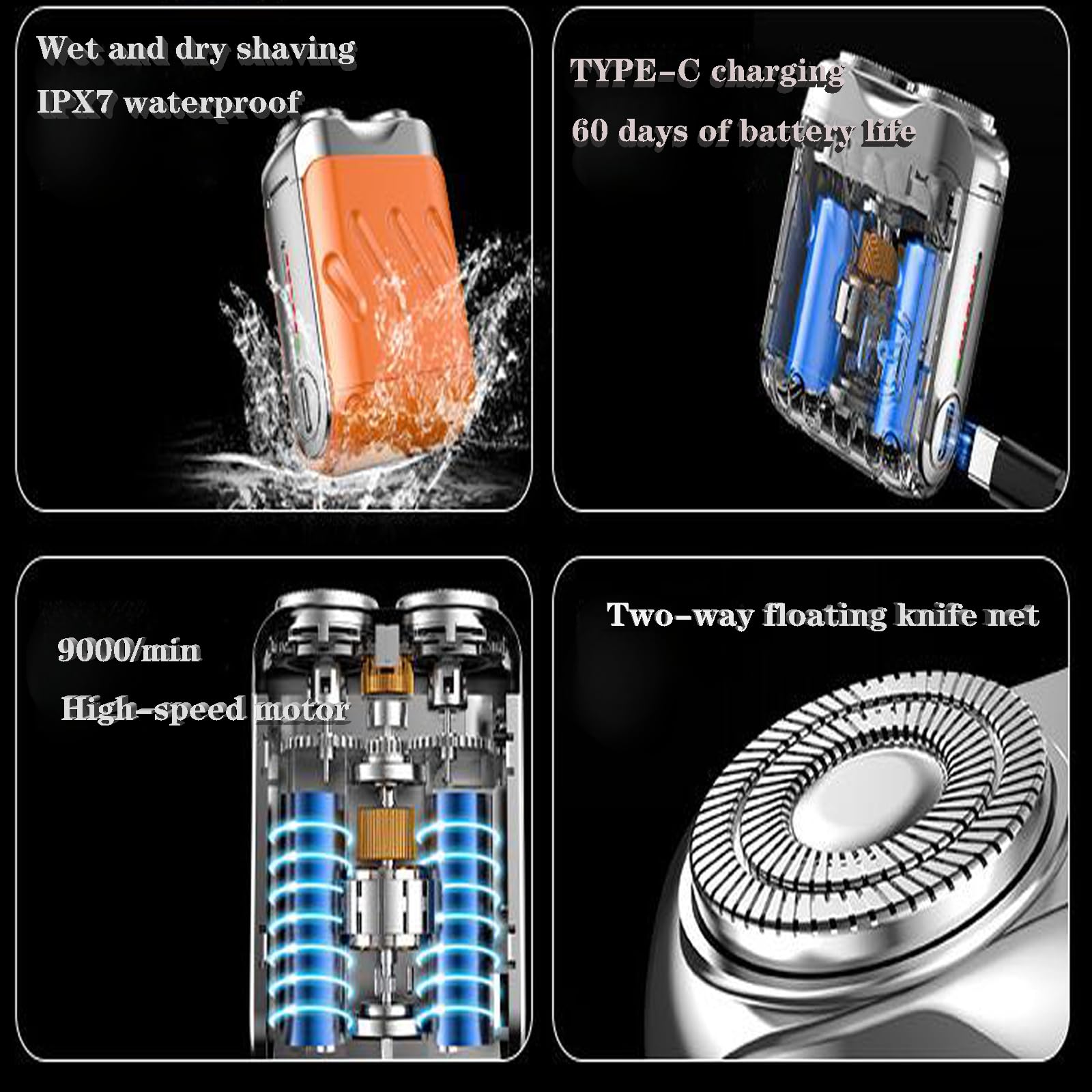 2024 New Mini Portable Beard Trimmer - Double-Ring Magnetic Cutter, Travel-Friendly Suitcase Design (Blue) | Perfect for Home, Travel & Grooming Gifts