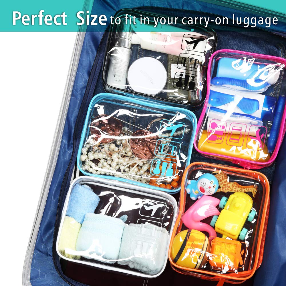 PACKISM Clear Makeup Bags for Women - 2 Pack TSA Approved Quart Size Toiletry & Cosmetic Travel Bags | Waterproof Transparent Organizer for Airport Security, Gym, Vacation & Daily Essentials Storage