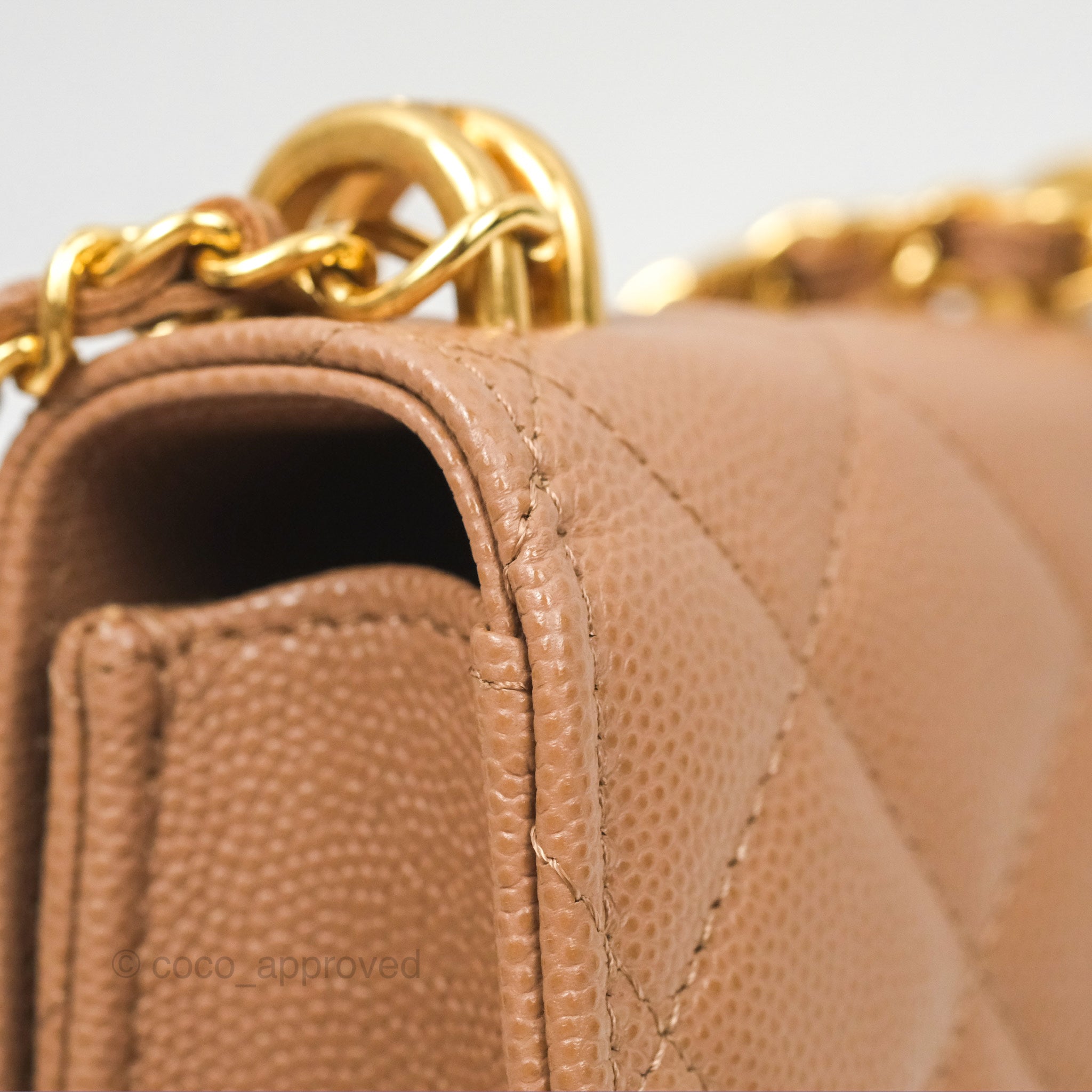 Chanel CC Chain Clutch Bag in Beige Caviar Leather with Gold Hardware - Perfect for Evening Parties & Luxury Events
